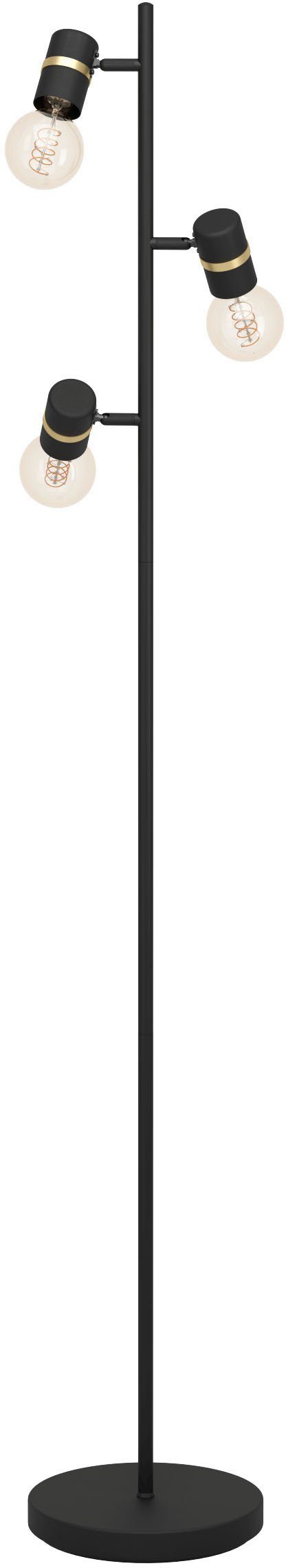 EGLO Stehlampe LURONE, Leuchtmittel wechselbar, ohne Leuchtmittel, Stehleuchte in schwarz und messing aus Stahl - exkl. E27 - 3X10W