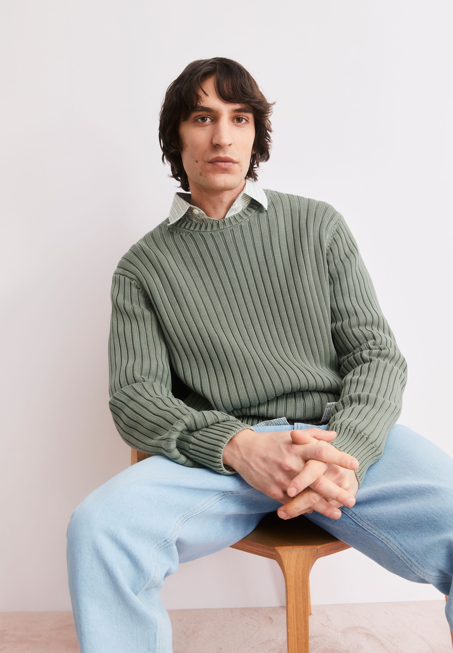 Armedangels Strickpullover PIGMENT DYE RIB Pullover aus Bio-Baumwolle Regular Fit