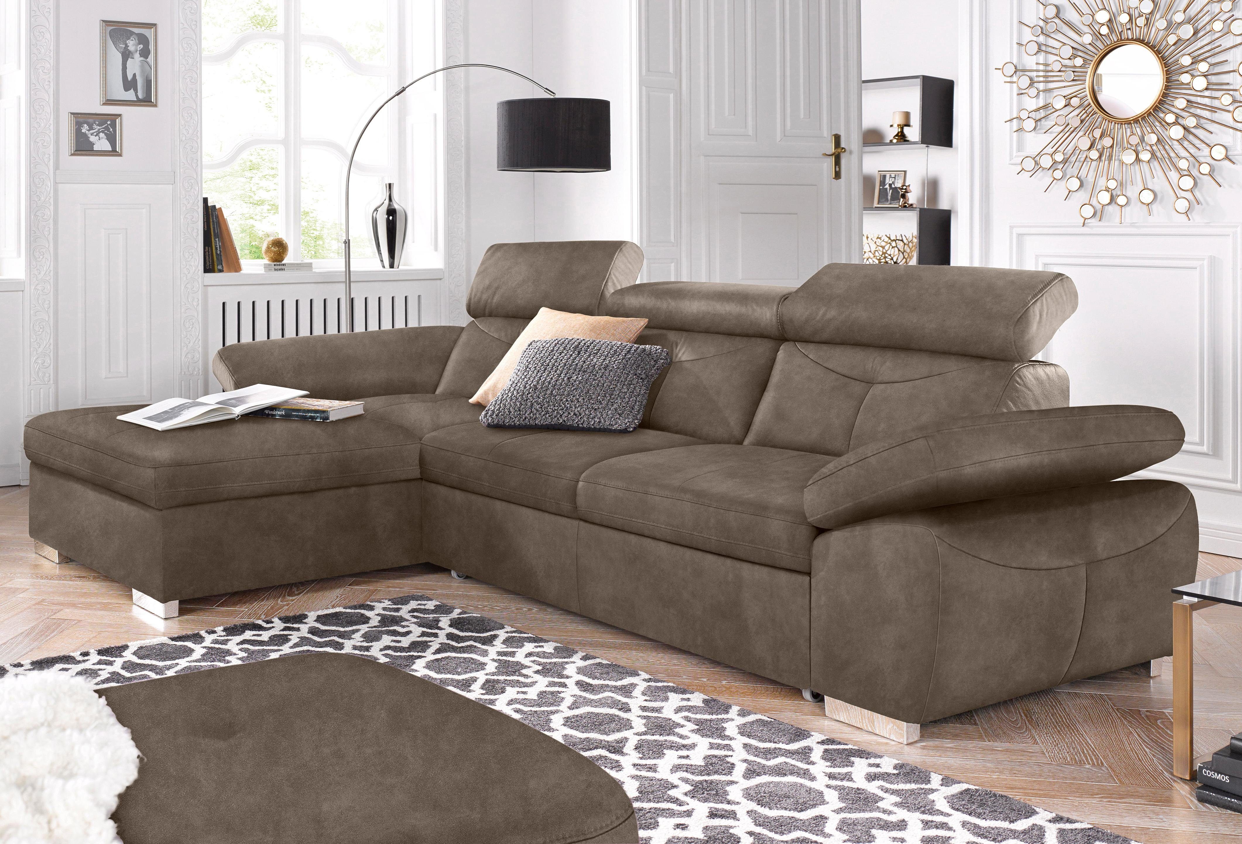 exxpo - sofa fashion Ecksofa Spring, super bequem, mit Armteil- und Kopfteilfunktion, mit Bettfunktion & Bettkasten, Luxus-Microfaser +Simply Clean!