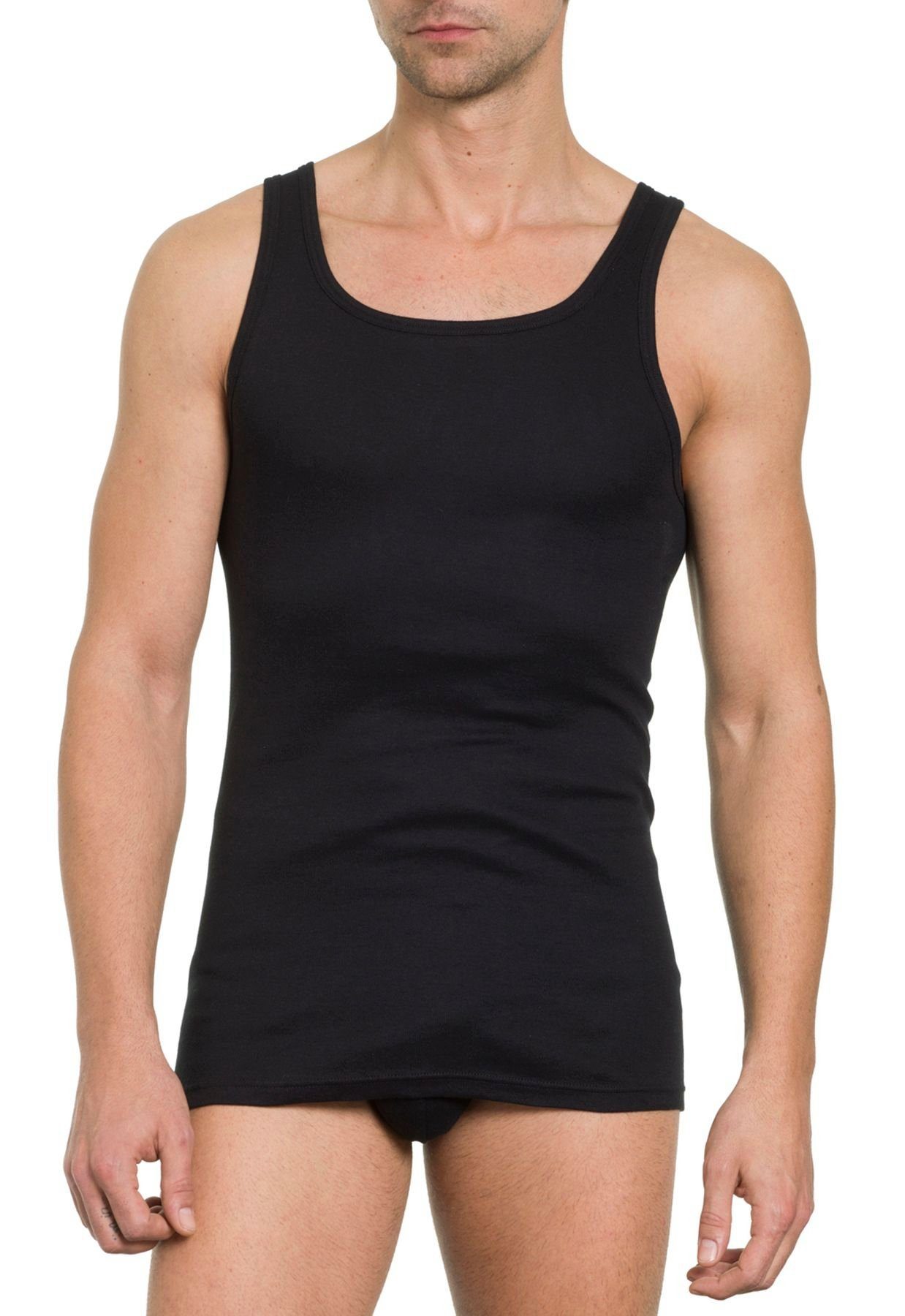 77502011-schwarz Optimale strapazierfähig Bodywear hautsympatisch, (Packung, Unterhemd Achselhemd 5er Herren 5-St., 1919 pflegeleicht, Passform, HAASIS Pack)