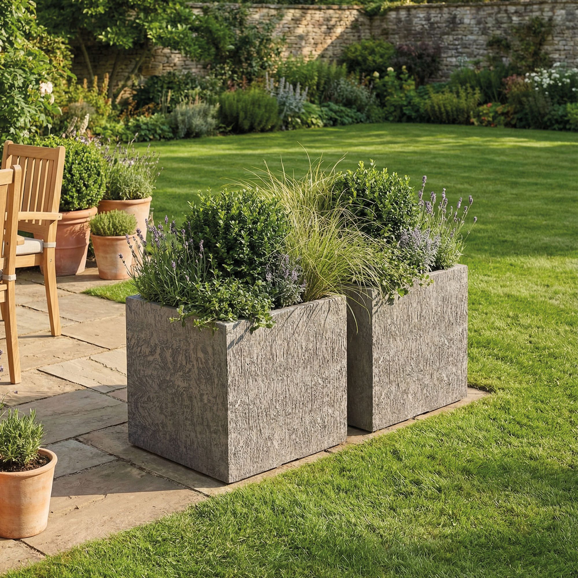 Pflanzwerk® Pflanzkübel Pflanzkübel CUBE - (Wood Grau) - 23cm x 23cm x 23cm, Lotus-Effekt - Handgefertigt - Eckig - Frostbeständig