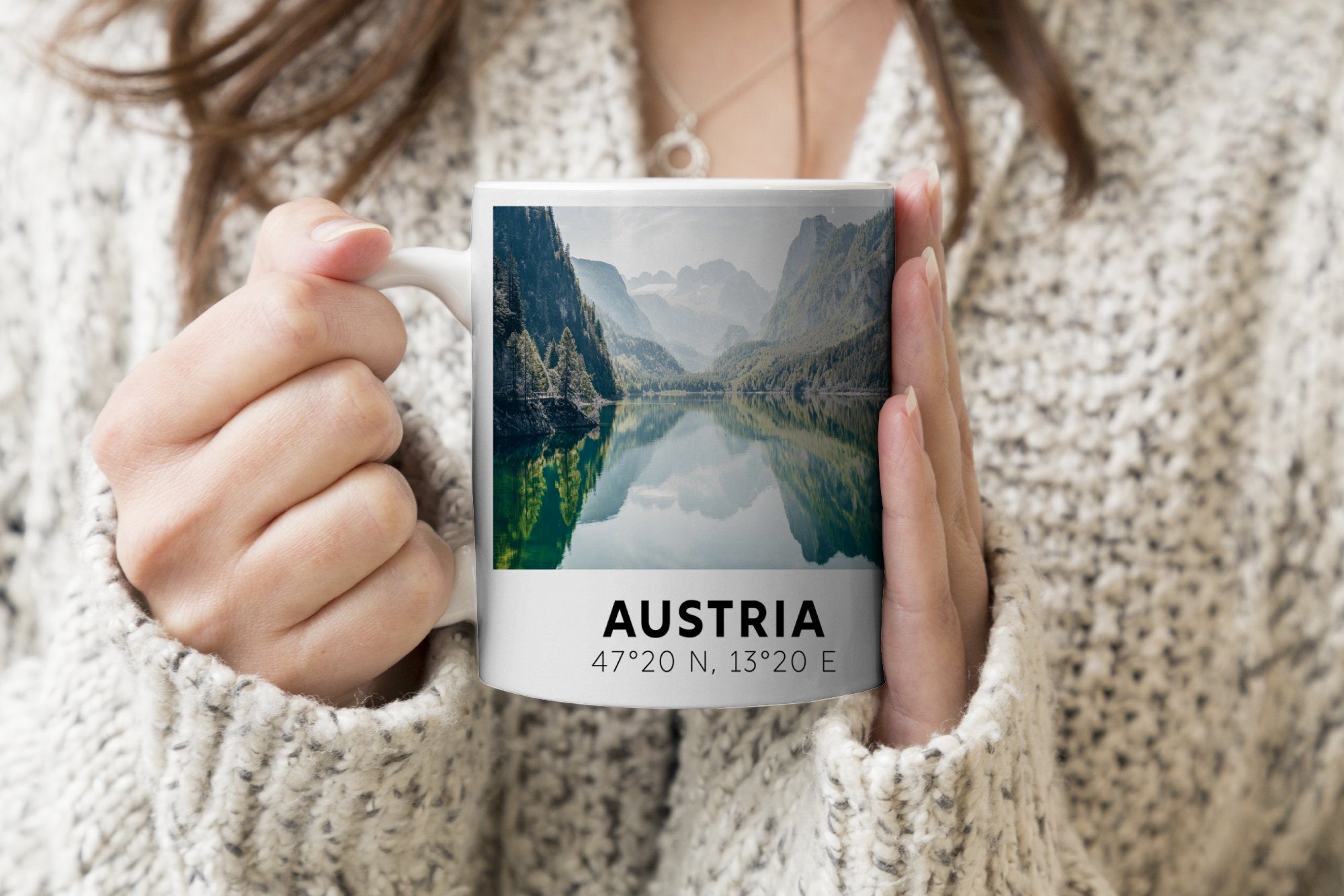 Teetasse, - Berg, Keramik, Becher, Kaffeetassen, Alpen Teetasse, Geschenk Wasser - Österreich MuchoWow - Tasse