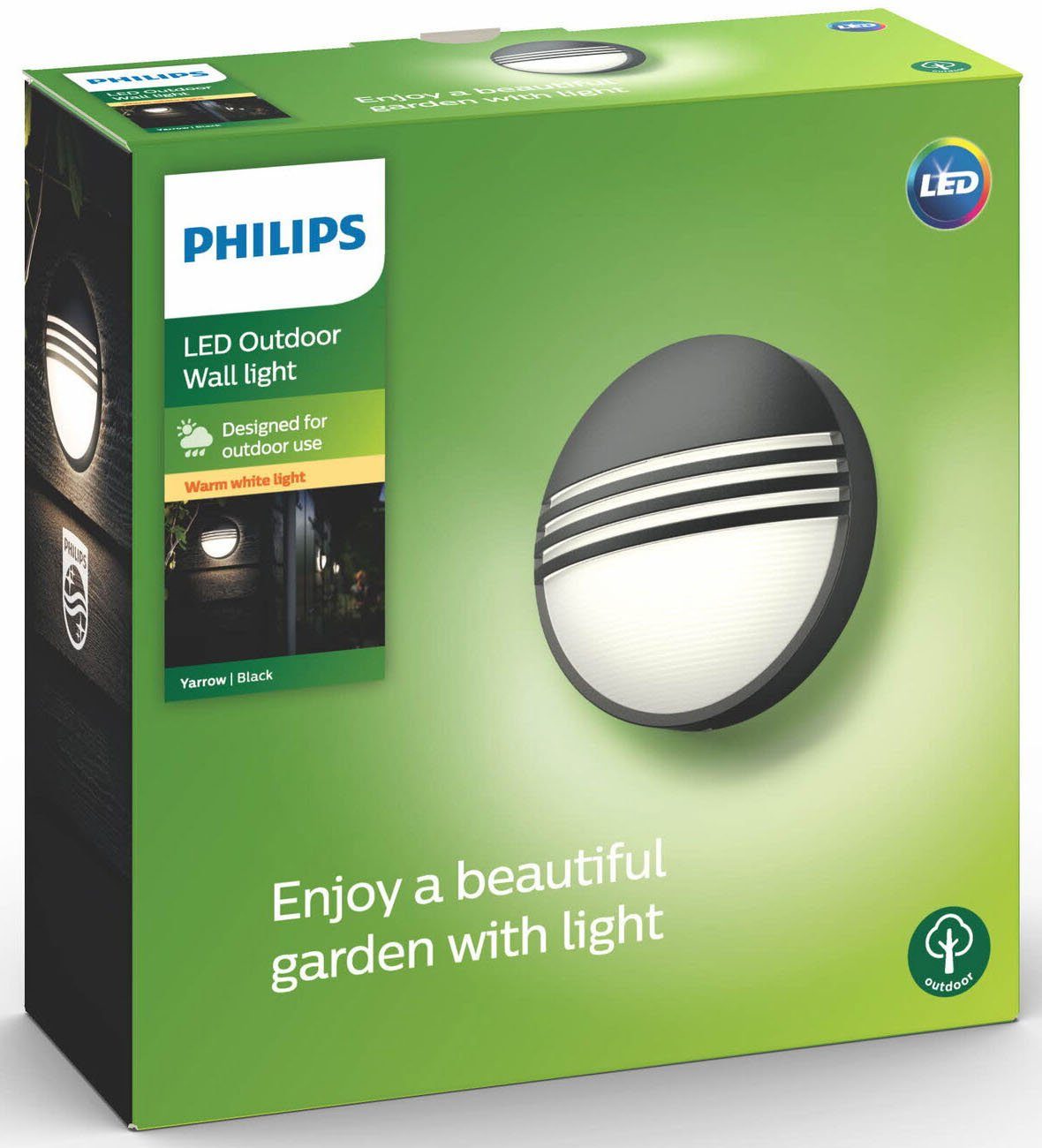 LED Yarrow, 600lm, Schwarz integriert, fest myGarden Wandleuchte LED Wandleuchte Warmweiß, Philips