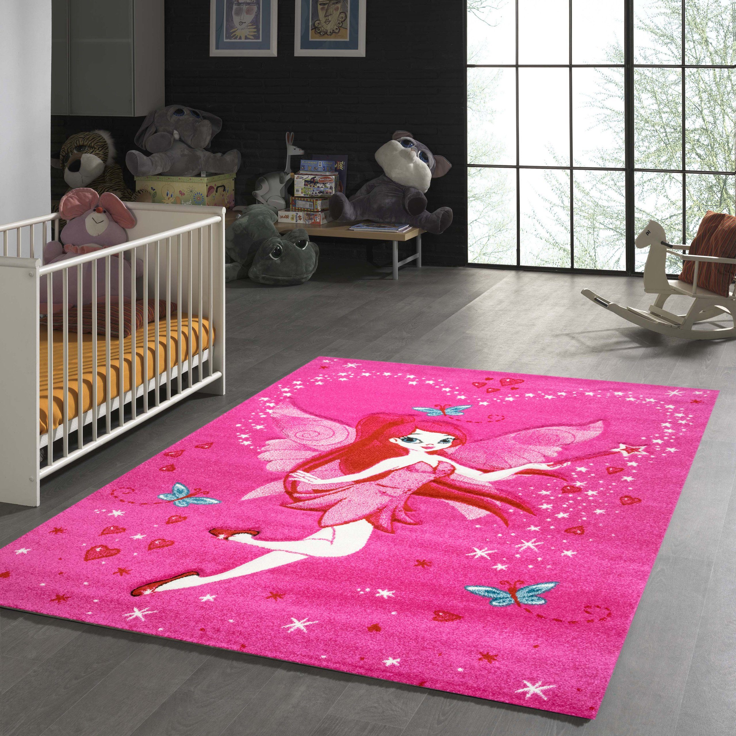 TeppichHome24 Kinderteppich Kinderteppich Zauberfee mit Schmetterlingen, günstig online kaufen