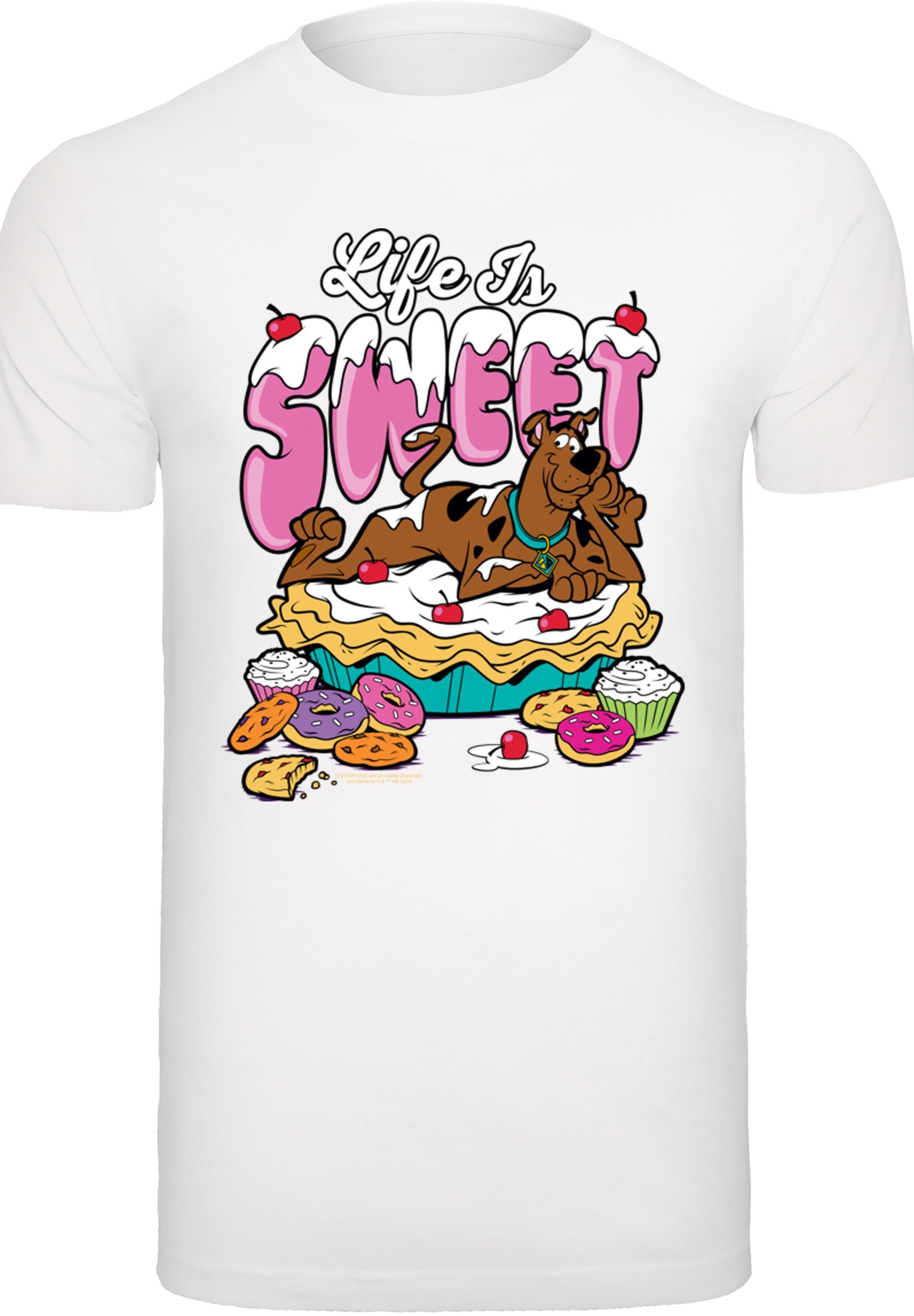 Life Herren,Premium T-Shirt Merch,Regular-Fit,Basic,Bedruckt Scooby Is Doo weiß F4NT4STIC Sweet