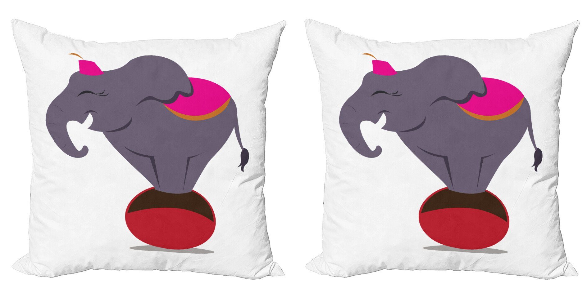 Kissenbezüge Modern Accent Doppelseitiger Digitaldruck, Abakuhaus (2 Stück), Zirkus Elefant stehend auf einer Kugel