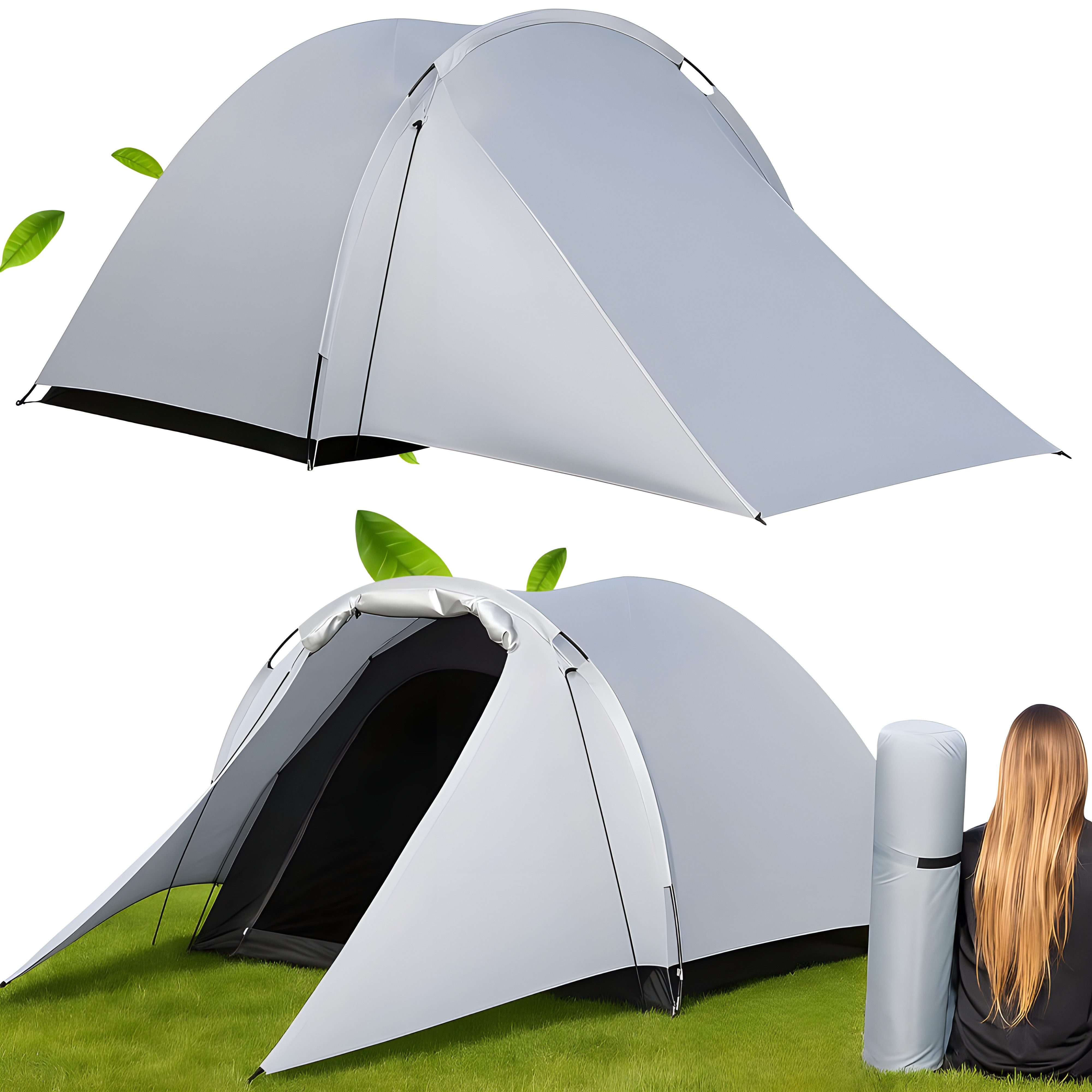 VERK GROUP Kuppelzelt Outdoor Campingzelt, Personen: 3 (Campingzelt, 5 tlg., 5-teilig), Moskitonetz und Vorzelt
