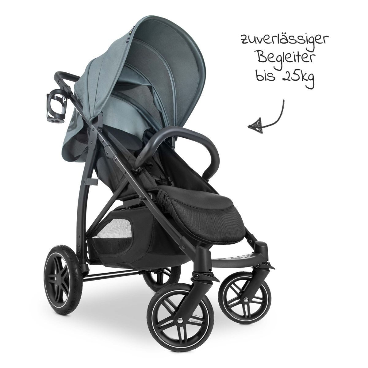 Hauck Kinder-Buggy Rapid 4D - Jungle Green, Sportwagen mit Einhand-Faltmechanismus, höhenverstellbar bis 25 kg – Bild 2 von 5