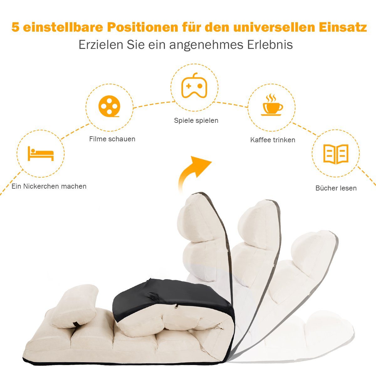 COSTWAY Relaxliege, mit Liegefunktion,Klappbar,verstellbare Rücklehne günstig online kaufen