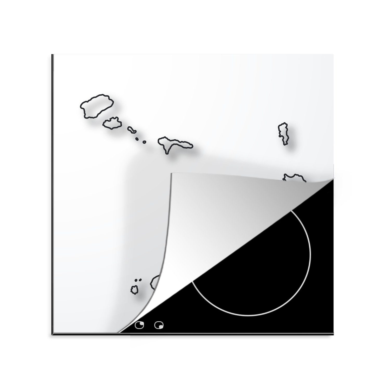 MuchoWow Herdblende-/Abdeckplatte Illustration des Umrisses von Kap Verde, Vinyl, (1 tlg), 78x78 cm, Ceranfeldabdeckung, Arbeitsplatte für küche