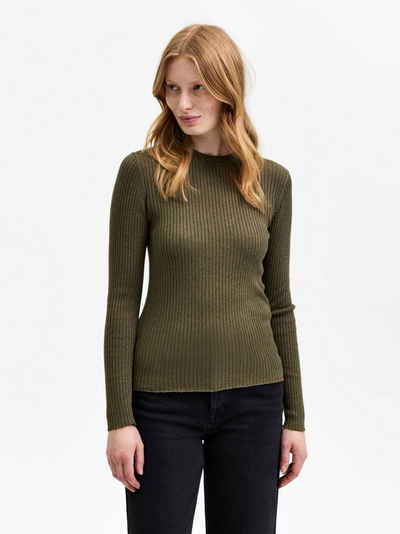 SELECTED FEMME Strickpullover Basic Strickpullover Langarm Stretch Sweater SLFLYDIA 4354 in Khaki