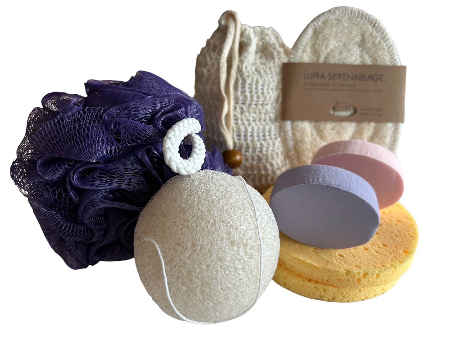 Croll & Denecke Gesichtsreinigungsschwamm Körper&Gesicht, 6 tlg., und Luffa Schwamm Set