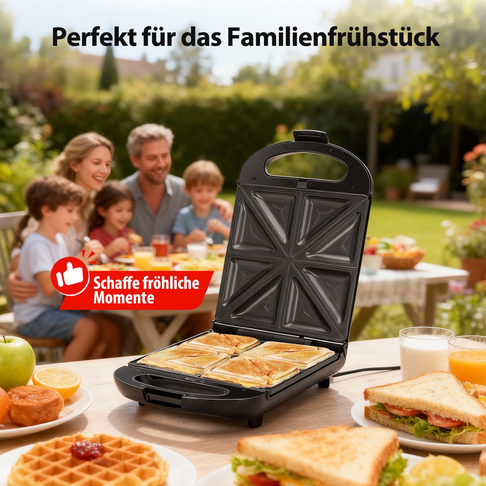 Taylor Swoden 3-in-1-Sandwichmaker Bruno - Waffeleisen Backblech für 4 Sandwiches, 180° Wendung, BPA-frei, 1200,00 W, Schnelles Garen, Einfache Verwendung, einfache Reinigung