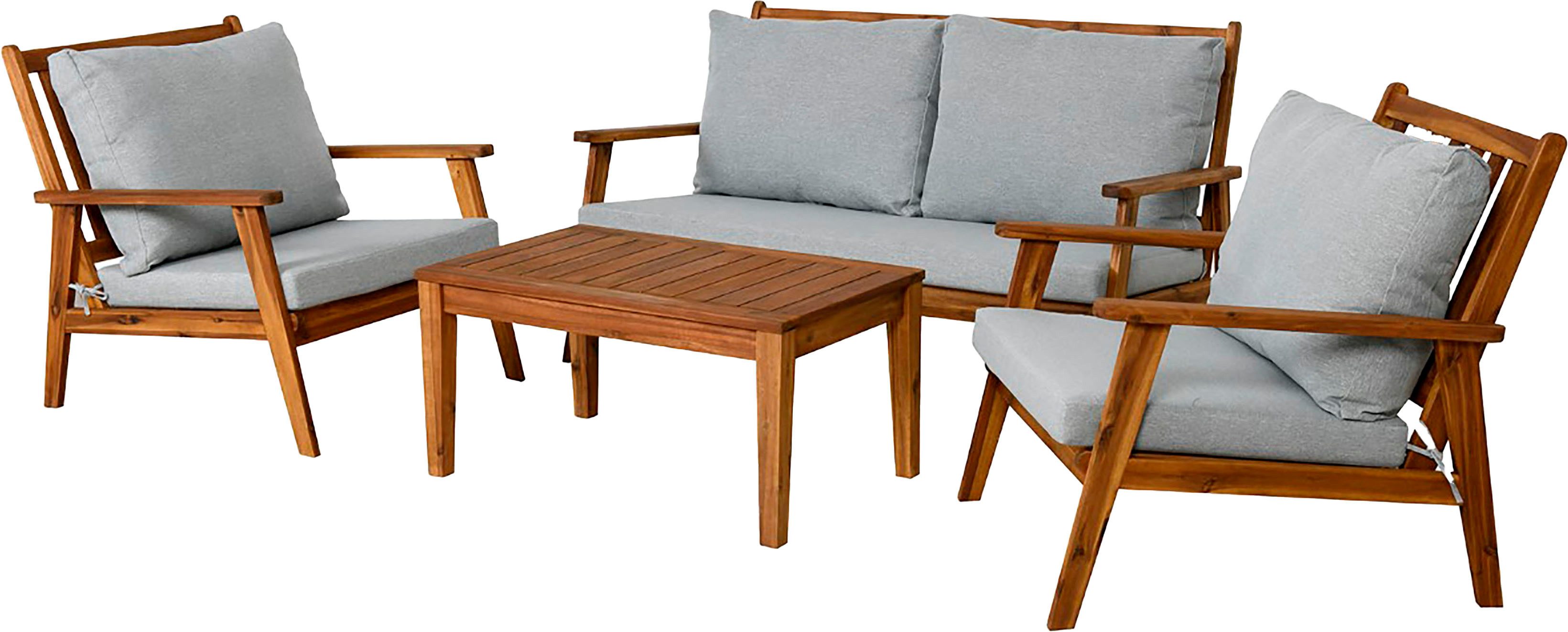 byLIVING Gartenlounge-Set LA PALMA, (Set, 11-tlg., Lounge -Set, Gartenmöbel-Set, FSC®-zertifiziertes Massivholz), aus massivem Akazienholz mit gemütlichen Sitz- und Rückenkissen