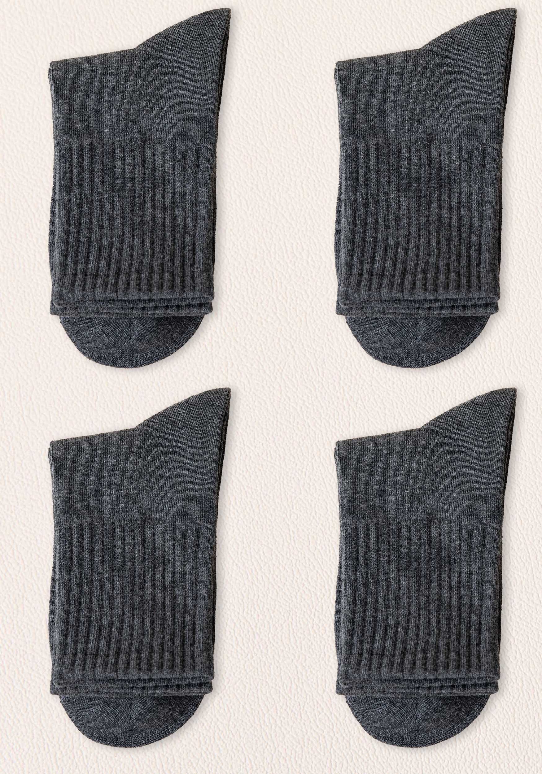 MAGICSHE Socken Damen 100% Baumwolle einfarbig hohes Basicsocken (4-Paar, 4-Paar) Dunkelgrau