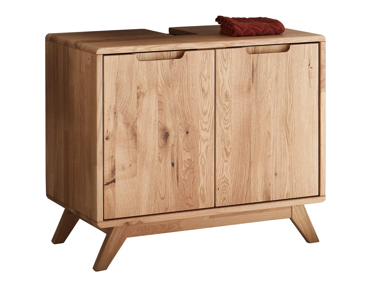 Main Möbel Waschbeckenunterschrank 70x60cm 'Memphis' Wildeiche massiv geölt hängend & stehend