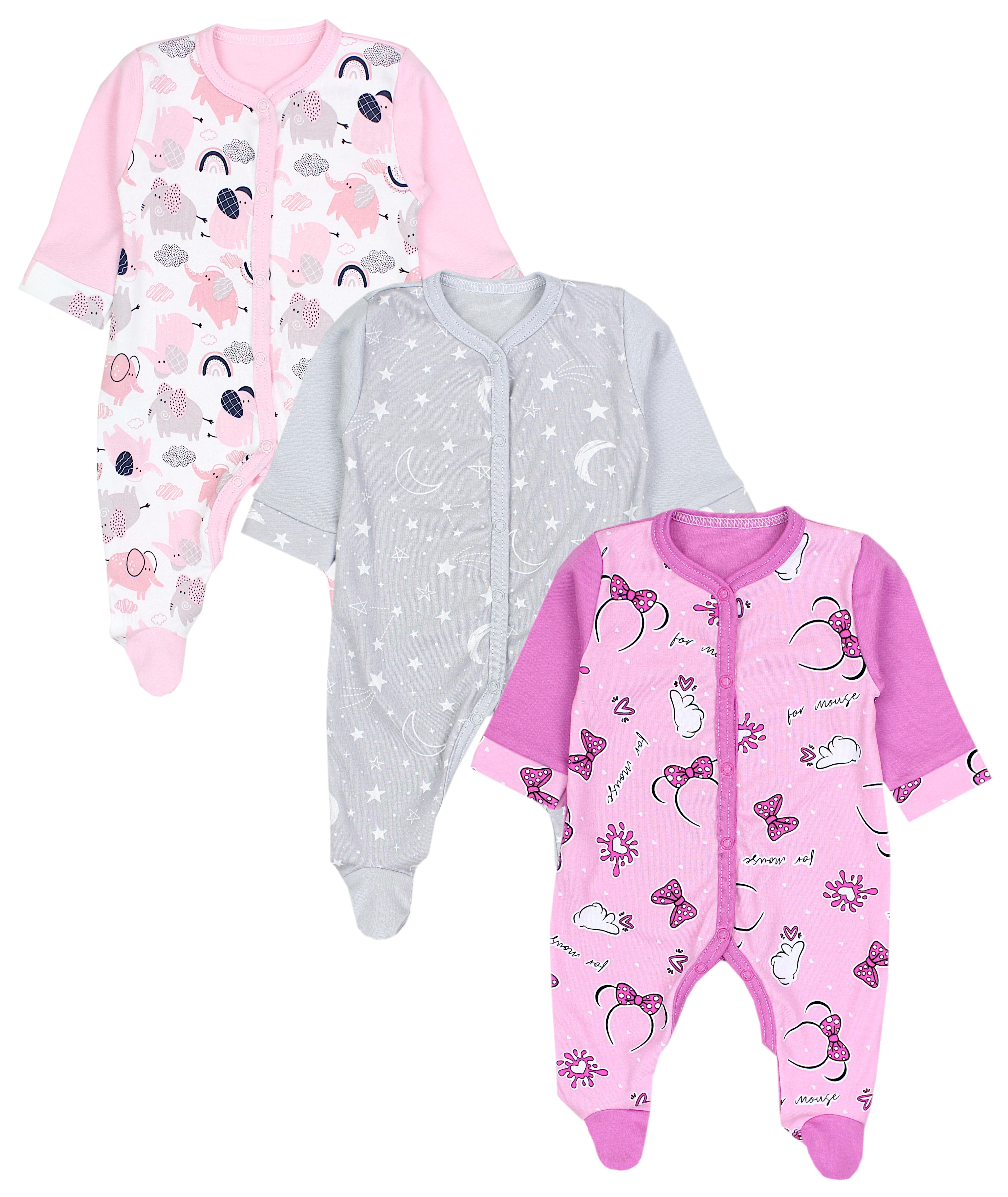 TupTam Strampler »TupTam Baby Mädchen Schlafstrampler Strampler mit Fuß Schlafanzug 3er Pack« (3
