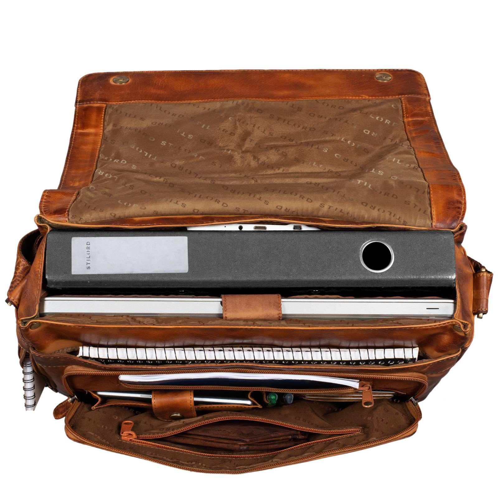 STILORD Laptoptasche "Tom" Vintage Leder Umhängetasche