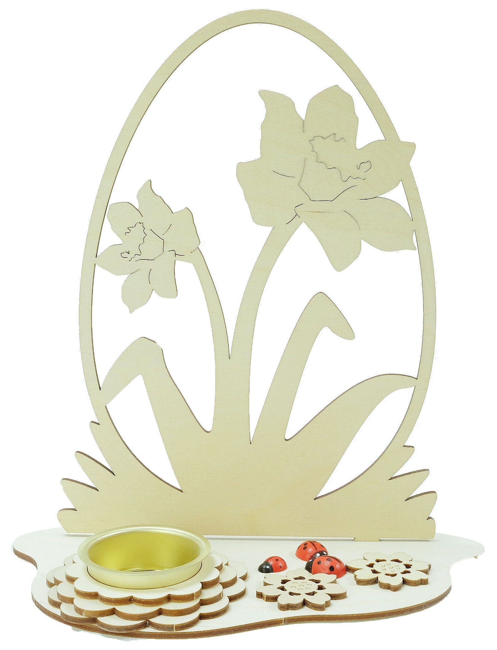 DeColibri Kreativset Bastelset Basteln Kinder Erwachsene Holz Osterdeko "Narzissen", (Bastelset), Made in Germany, aus Holz, bemalbar