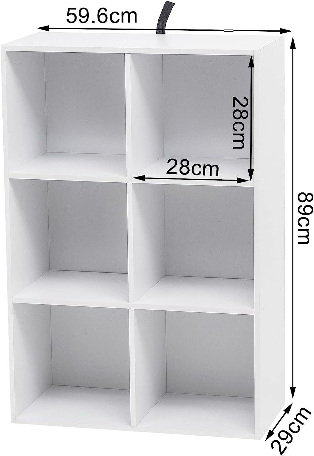 Woltu 1-tlg., cm 60x30x89 Bücherregal, aus Weiß 6 Würfelregal Fächer MDF