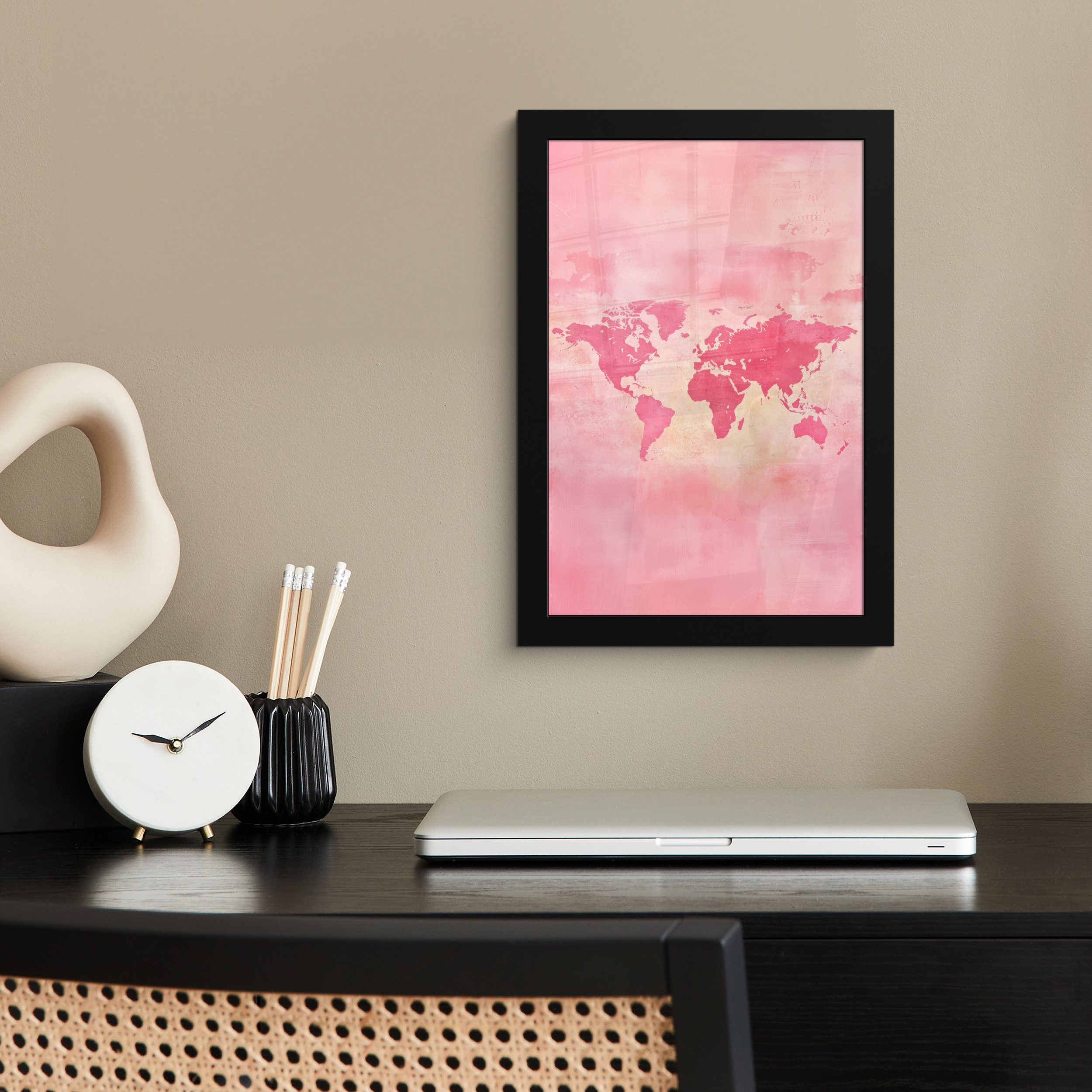 MuchoWow Poster Weltkarte - Rosa - günstig online kaufen