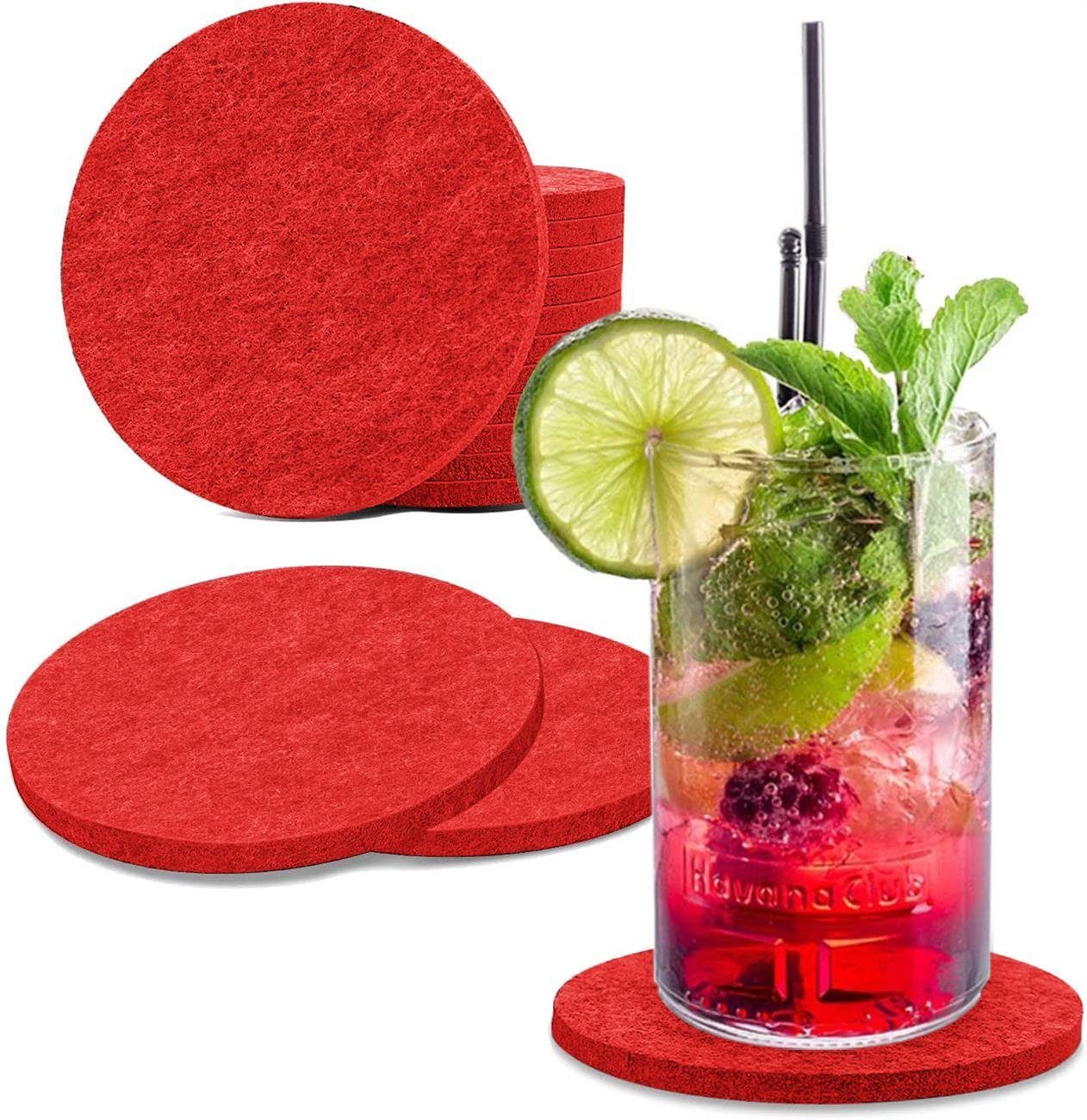 wortek Getränkeuntersetzer Filz-Untersetzer Rund für Gläser 8er Tischset, Zubehör für Tisch & Gläser, Set, 8-tlg., cm