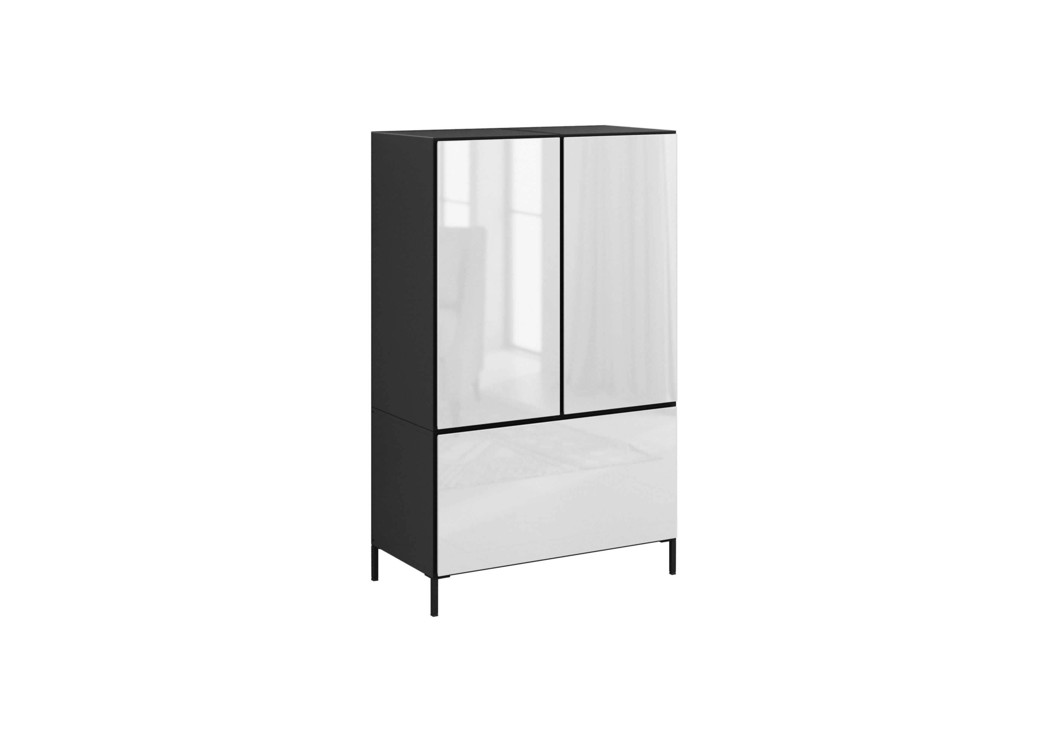 BMG Möbel Stauraumvitrine Modul+ (3 teilig bestehend aus, 2x Schrank mit Tür, 1x Schrank mit Klappenfunktion) Schränke können individuell angeordnet werden, Soft-Close