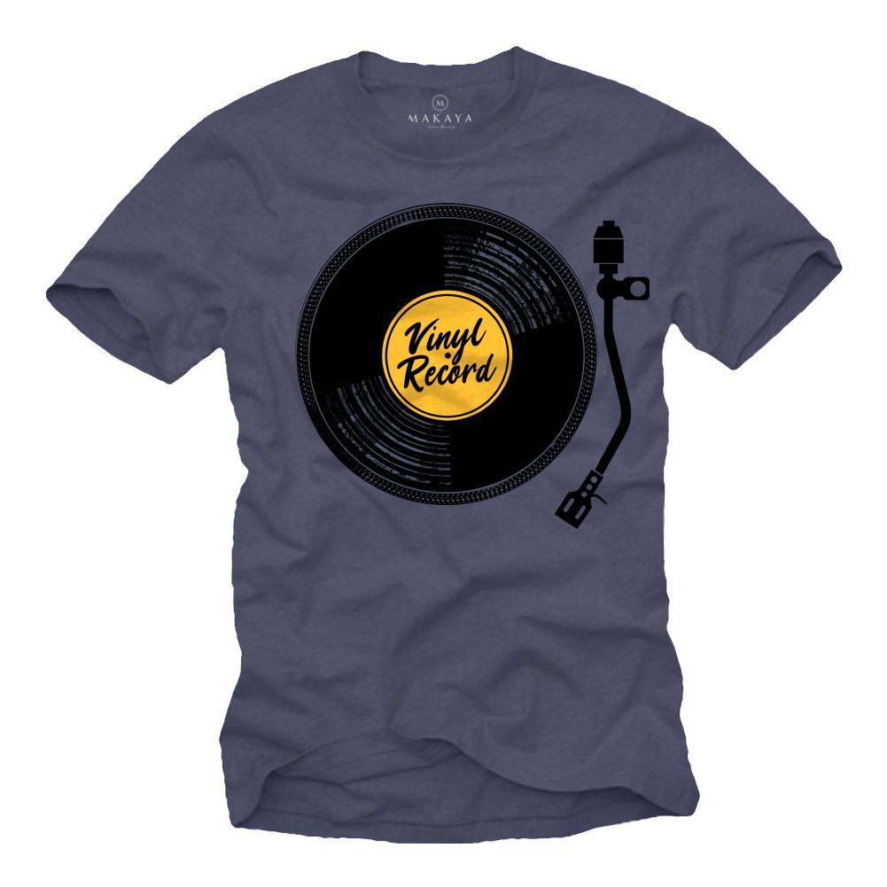 T-Shirt Herren Vintage Schallplatte Hip Hop Musik Retro Rap Motiv Männer