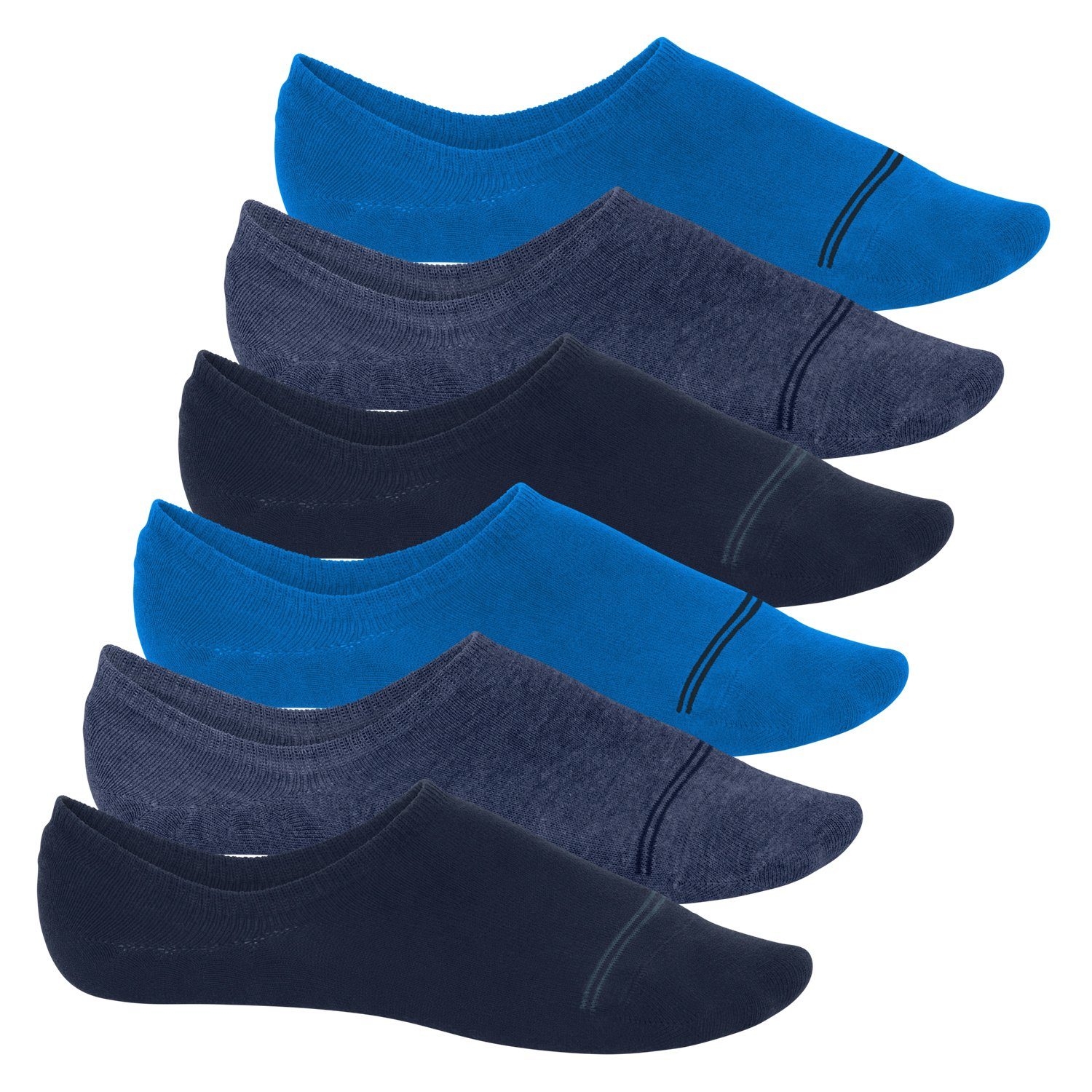 Footstar Sneakersocken Damen & Herren Füßlinge mit Anti-Slip für - Sneak it! 6 Paar Jeans Mix