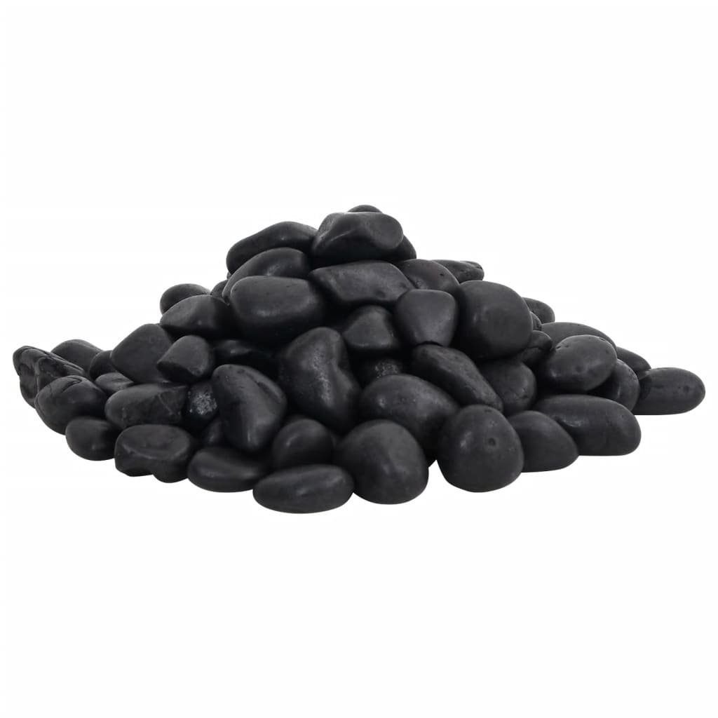 vidaXL Aquariendeko Polierte Kiesel 10 kg Schwarz 2-5 cm