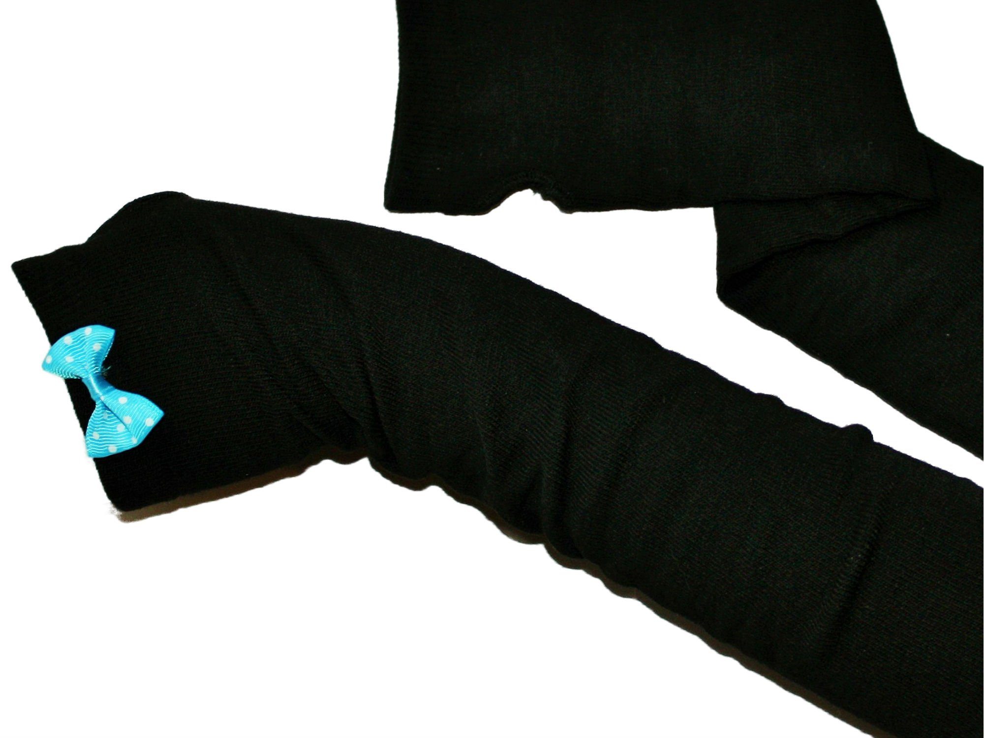 dunkle design Strickhandschuhe Fingerlos Farbwahl mit Schleife Schwarz Blau