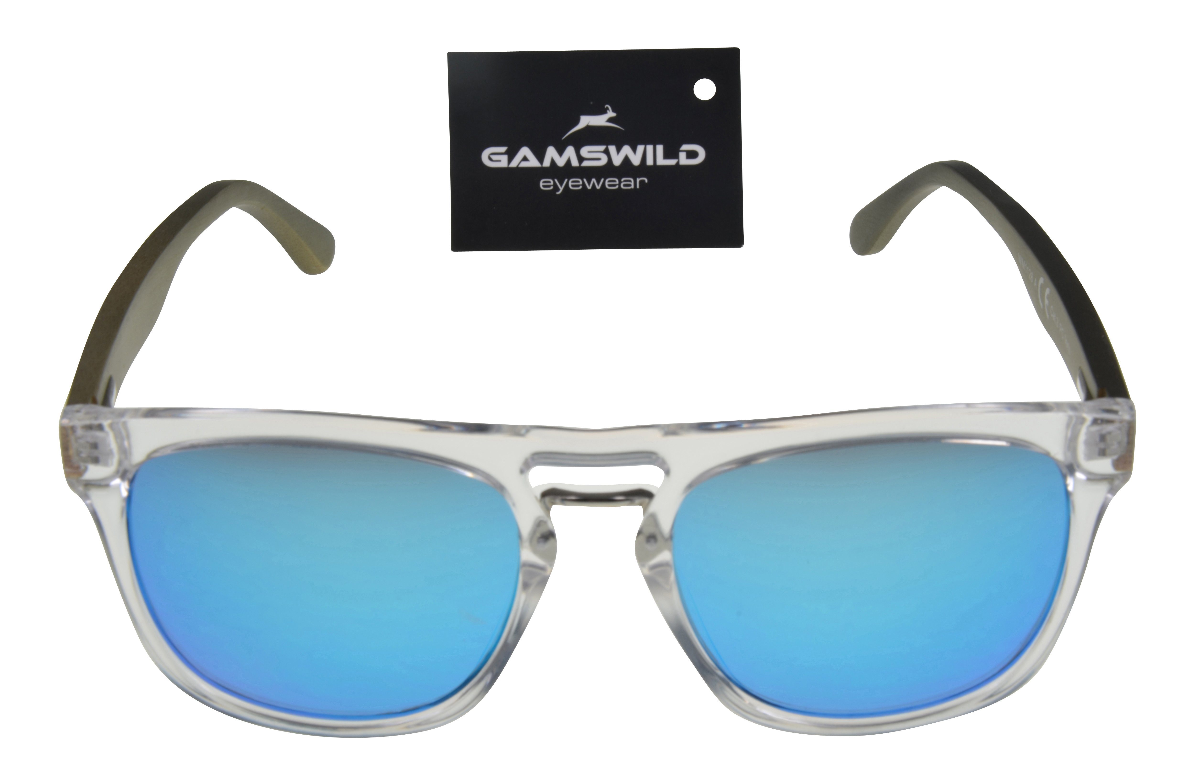 Gamswild Sonnenbrille WM1128 GAMSSTYLE blau, Unisex Herren braun Bambusholzbügel Mode rot, Brille Damen Bambusholz