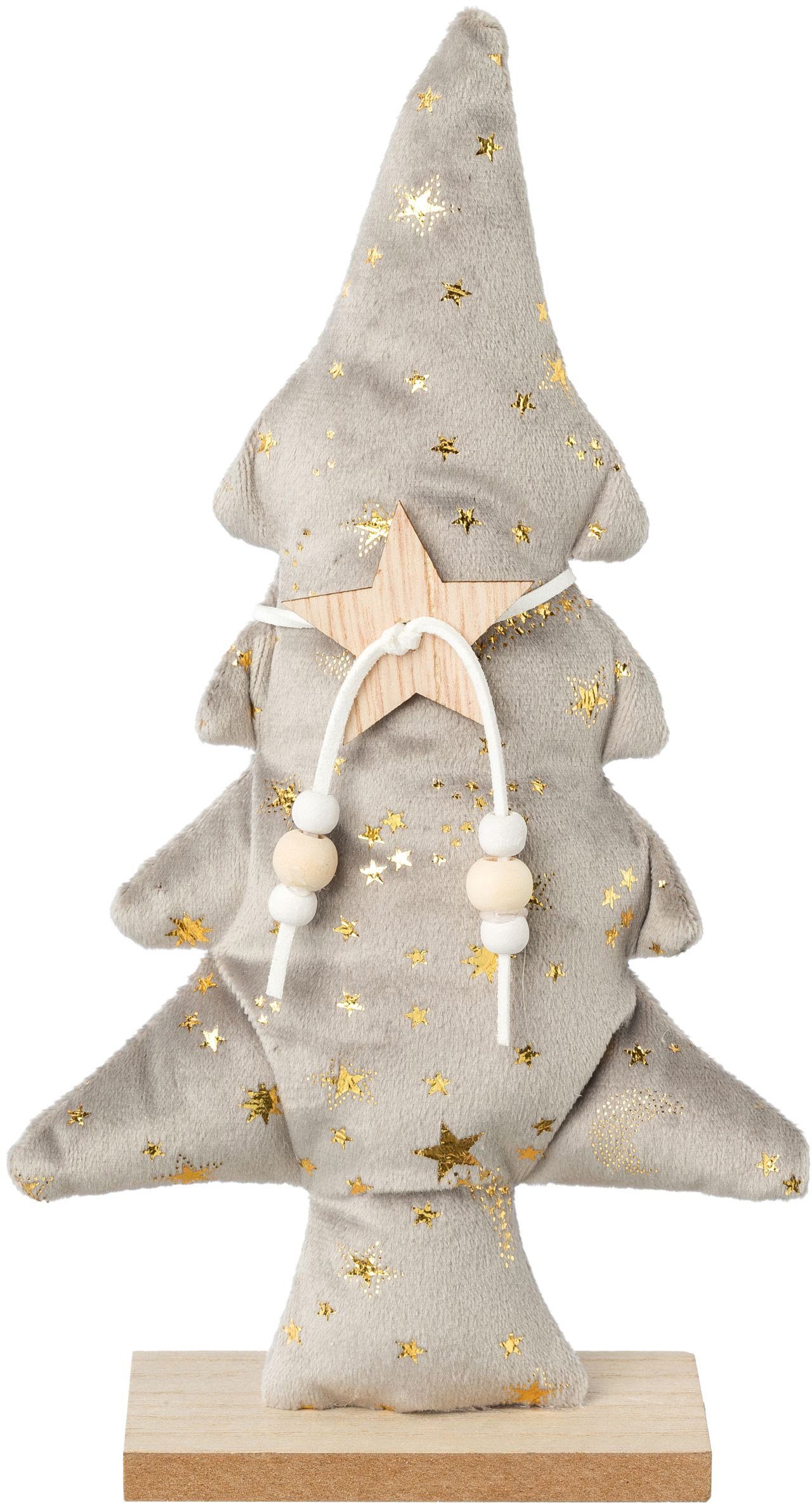 Creativ deco Dekobaum Weihnachtsdeko (3 St), aus Samtstoff mit Applikationen