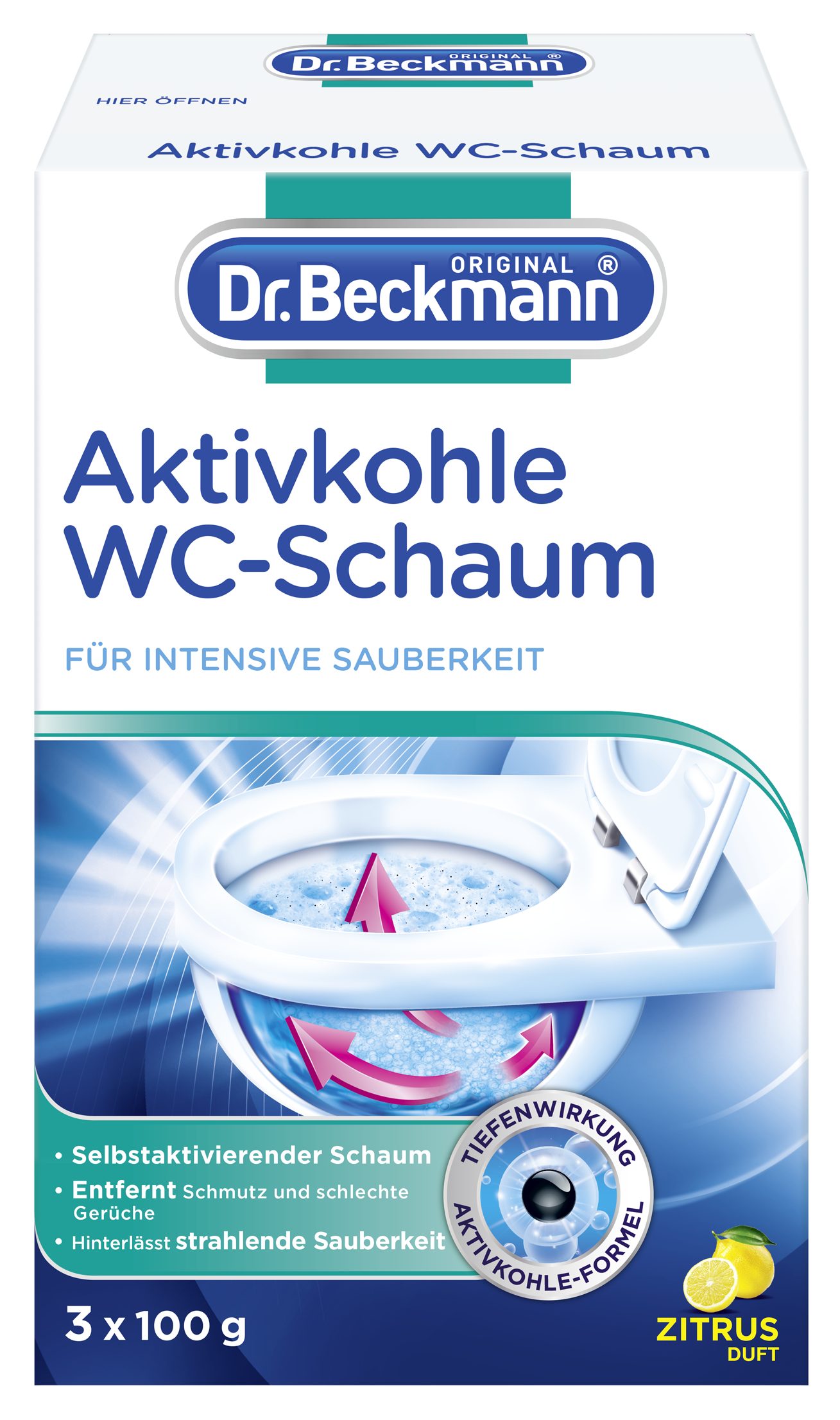 Aktivkohle Wc-Schaum, Selbstaktivierender Schaum 3x 100 g WC-Reiniger