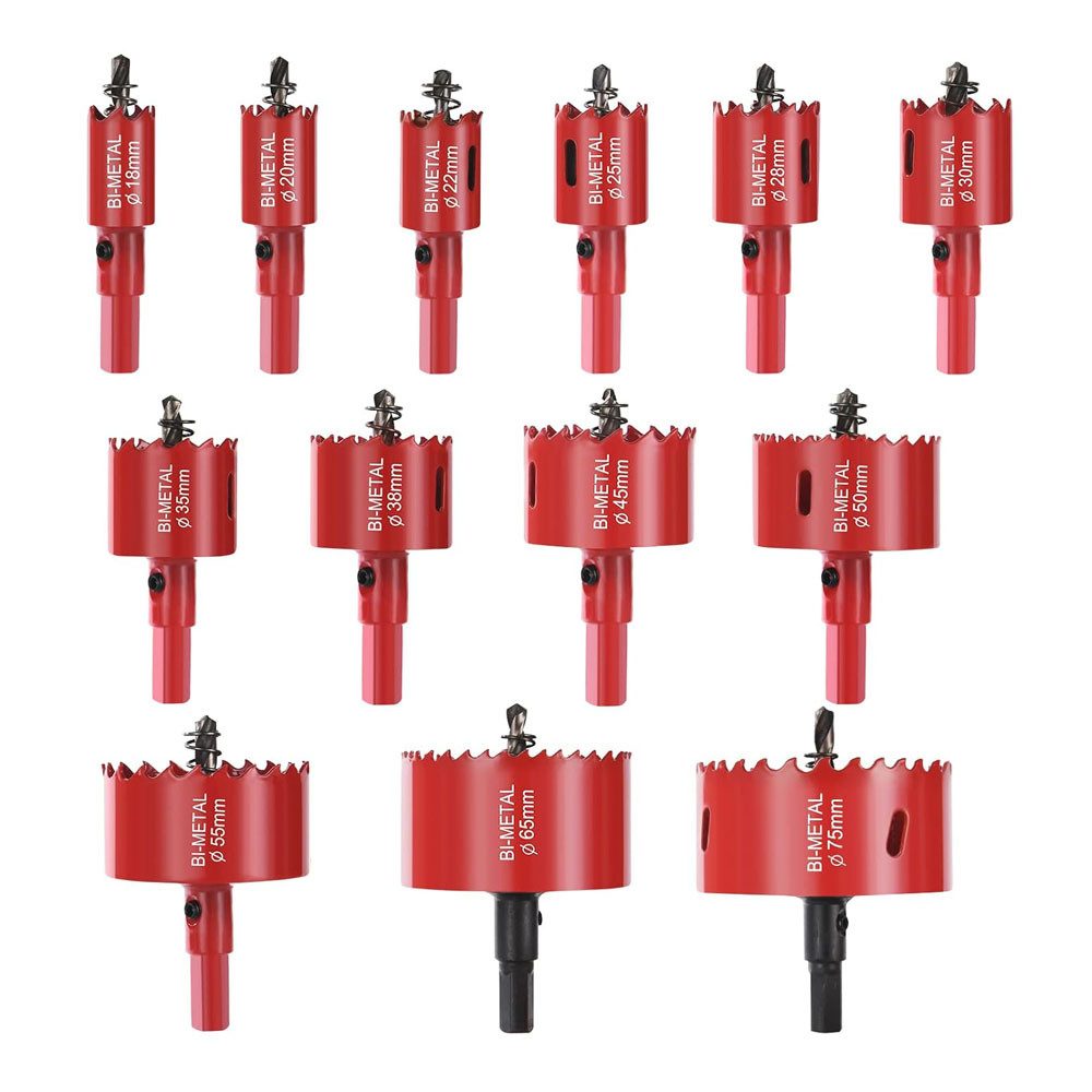 TUWENA Lochsäge Lochsäge Set 18mm-75mm, 13 Stück M42 Bi-Metall Universal Lochkreissäge