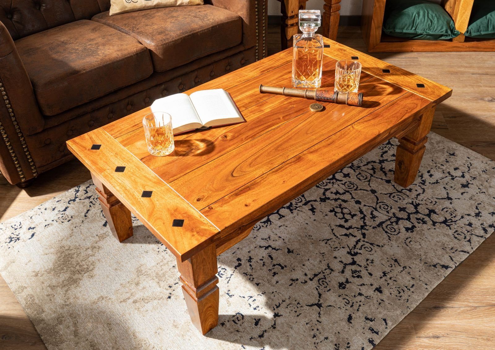 Massivmoebel24 Couchtisch OXFORD (Couchtisch Akazie 135x75x40 günstig online kaufen
