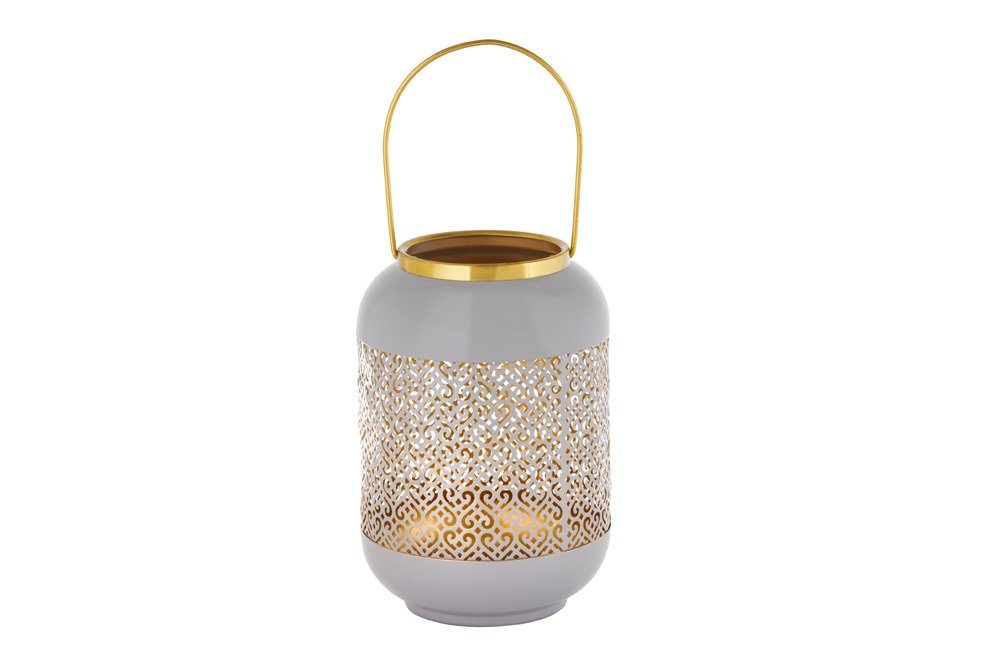 Dekoration · St), Design (Einzelartikel, 40cm Wohnzimmer Metall Kerzenlaterne riess-ambiente pastell 1 Windlicht CANDLELIGHT gold · orientalisches grau · ·