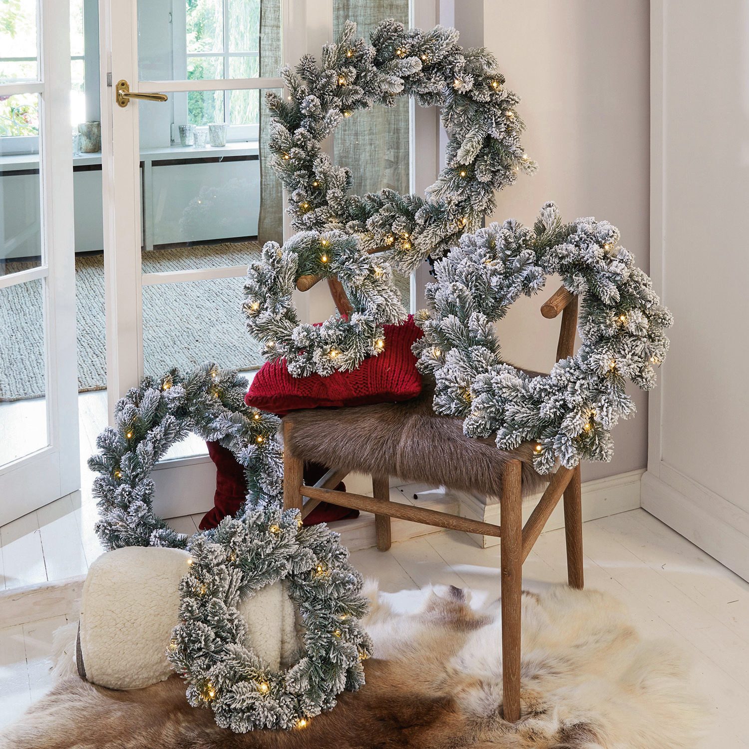 Mirabeau Dekokranz LED-Kranz 5er Set Ellaria grün/weiß günstig online kaufen