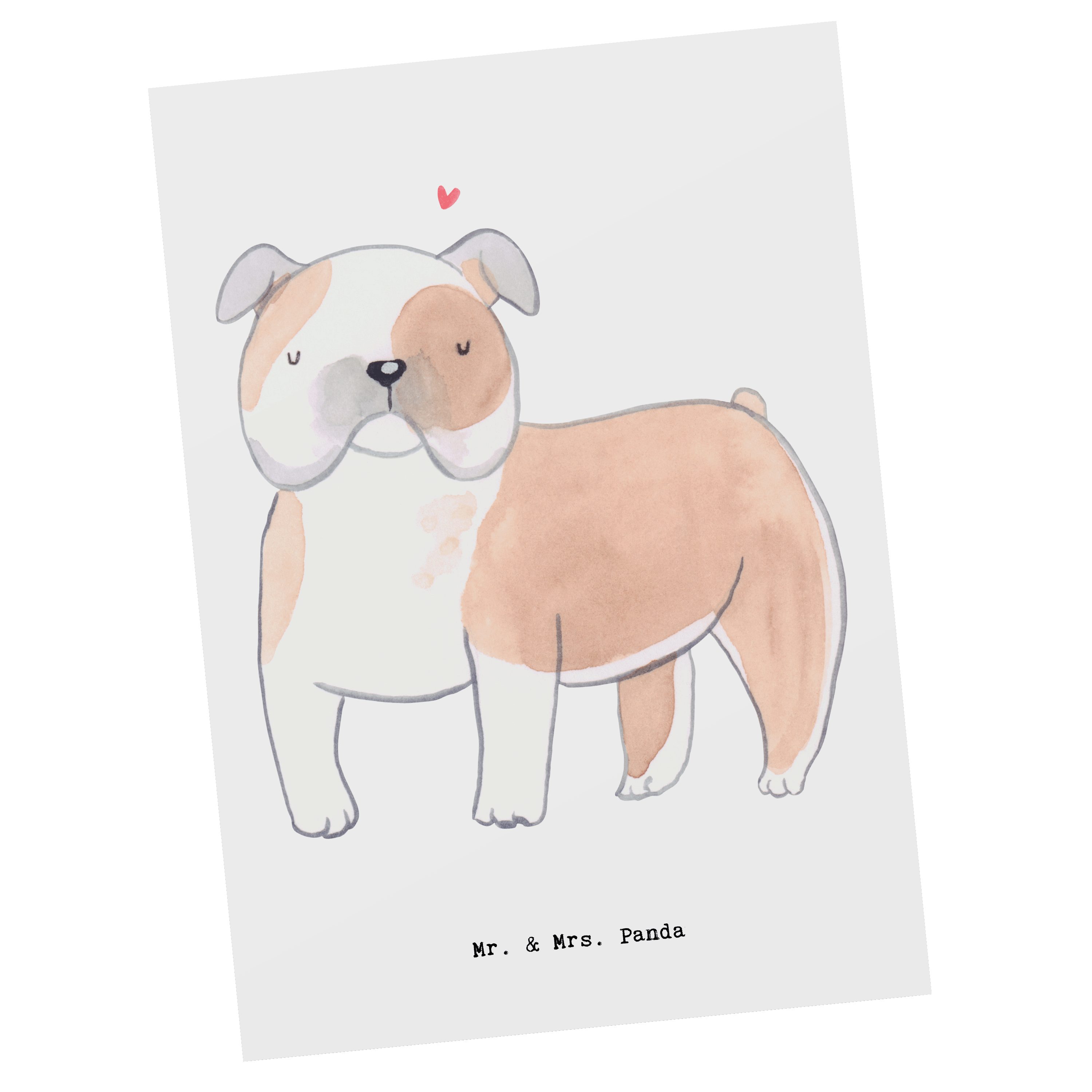 Mr. & Mrs. Panda Postkarte Englische Bulldogge Moment - Weiß - Geschenk, Einladungskarte, Gesche