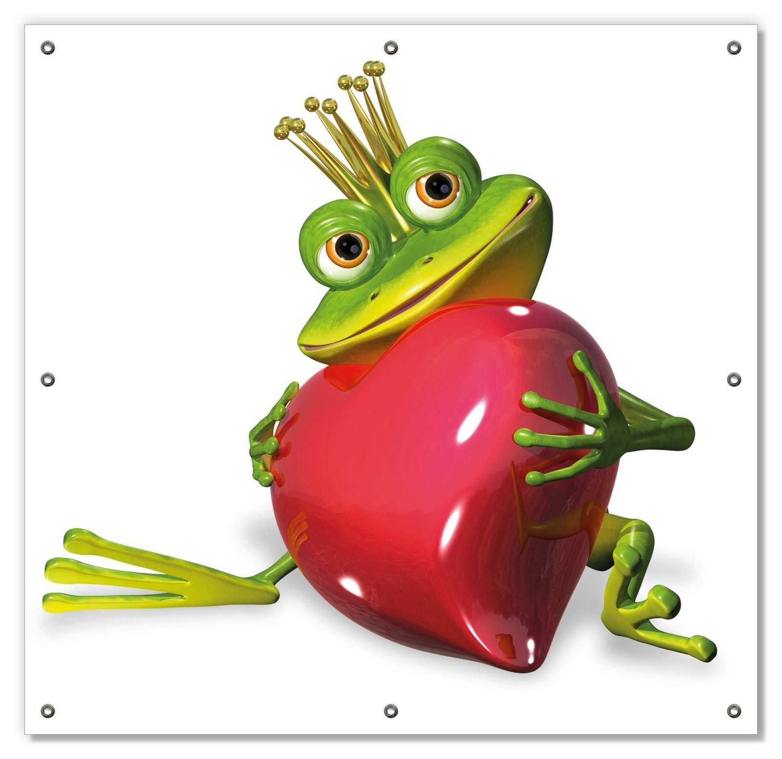 Sonnenschutz Verliebter Froschkönig mit großem Herz, Wallario, blickdicht, mit Saugnäpfen, wiederablösbar und wiederverwendbar