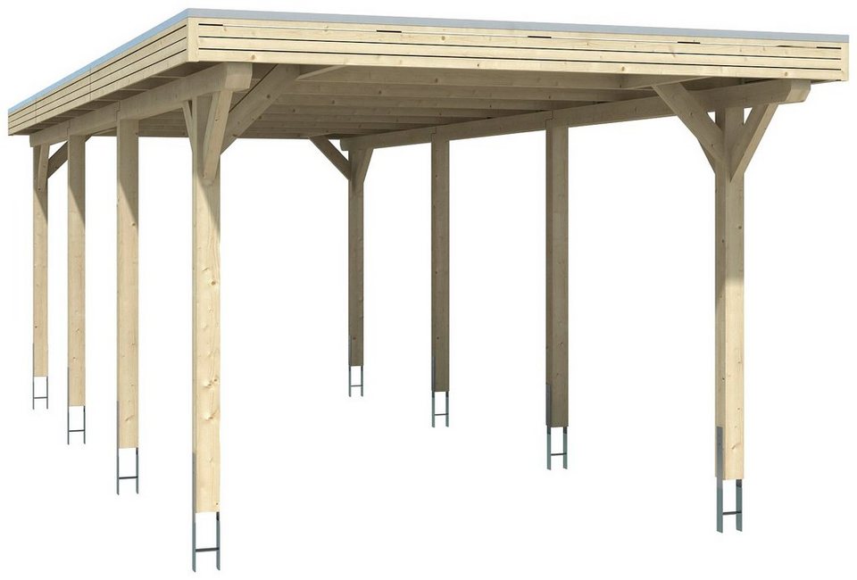 Skanholz Einzelcarport Spessart, BxT: 355x846 cm, 220 cm Einfahrtshöhe,  Flachdach-Carport, mit Aluminium-Dachplatten