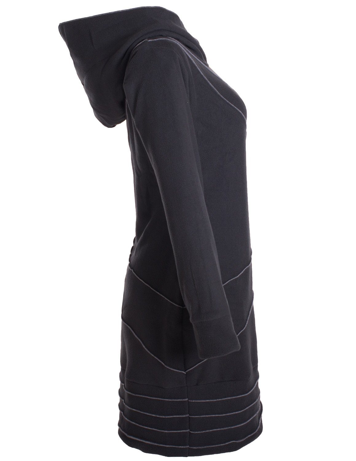 Vishes Midikleid Patchwork Hoodie Eco Fleecekleid mit Daumenlöchern Hippie, Boho, Goa Style
