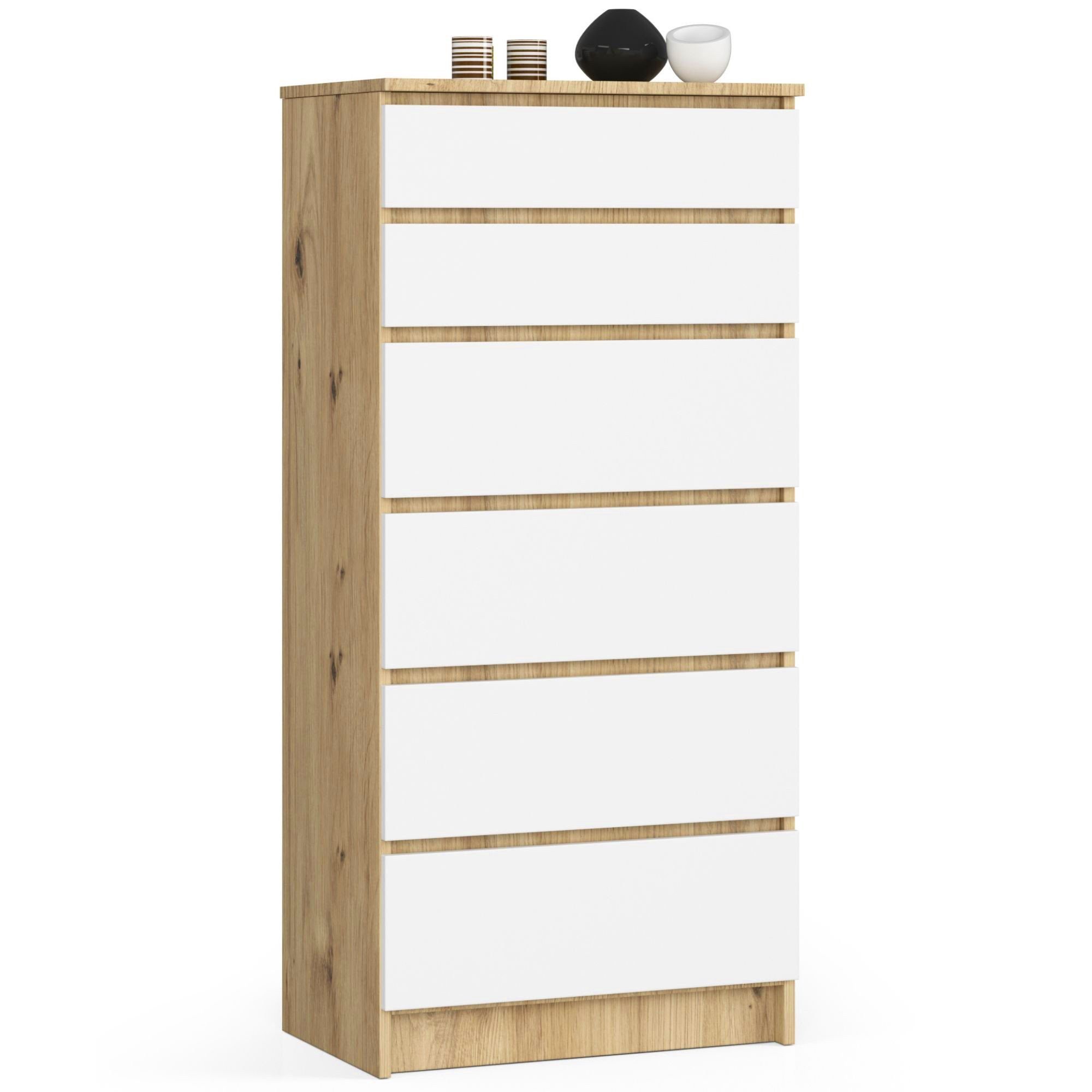 Raumhirsch Furniture Kommode mit 6 Schubladen 60 cm breit Holz Schrank, Highboard / Kommode 60 cm, Sideboard Organizer für jeden Raum