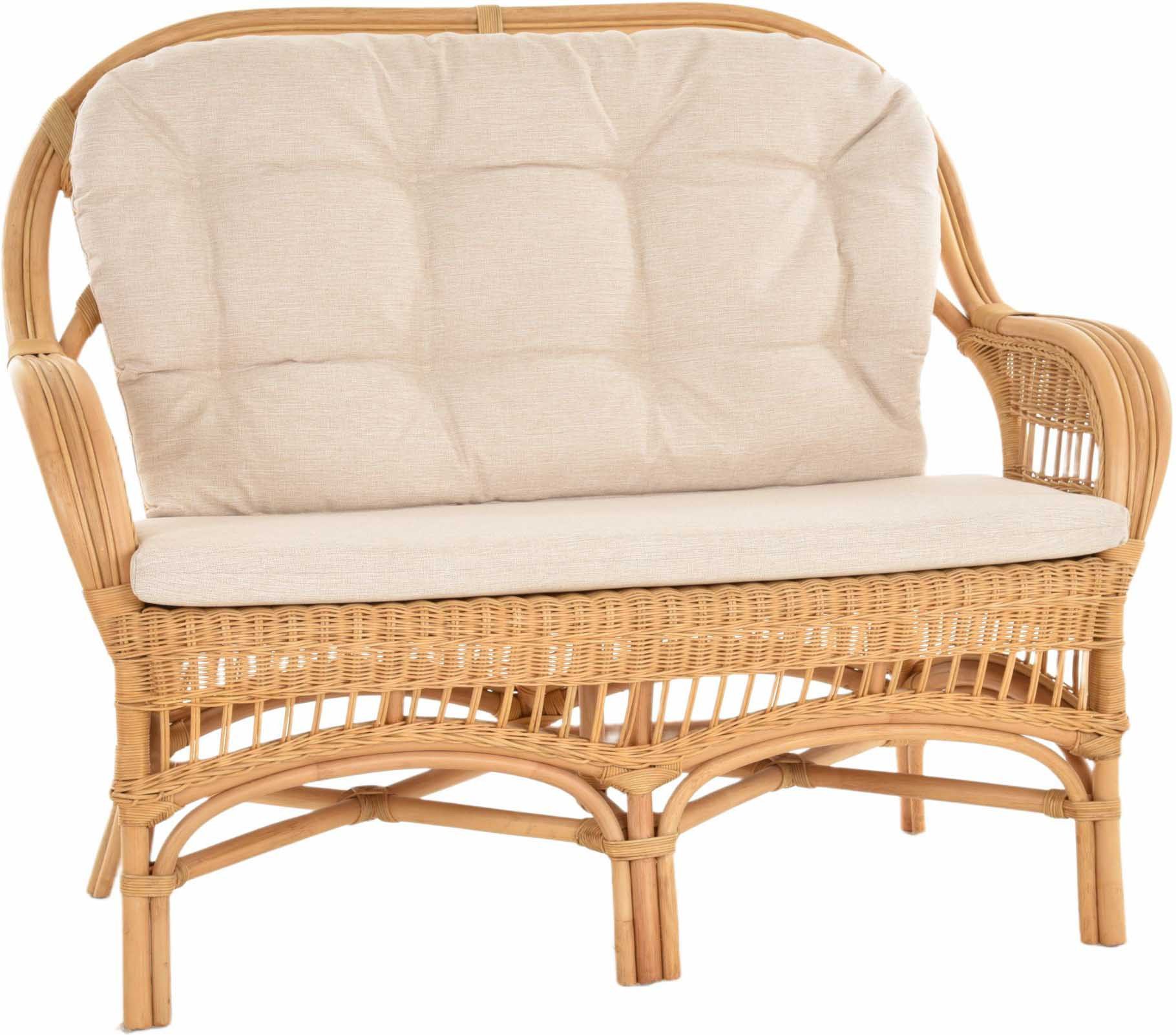 Krines Home Sitzbank Wintergarten 2er Bank Hohe Rückenlehne Rattanbank Zweisitzer Rattan, Sofa Wintergartenbank Rattansofa