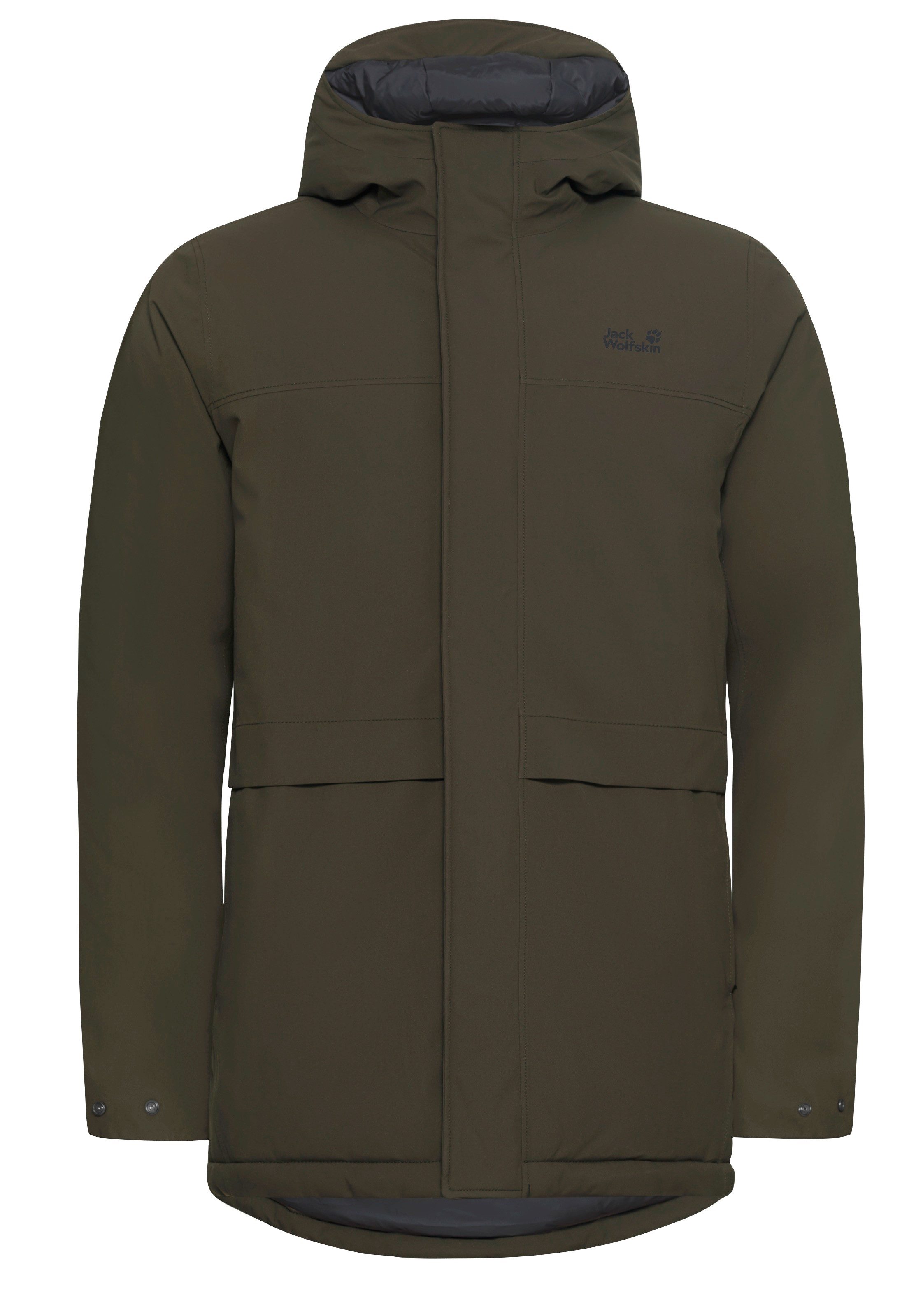 Jack Wolfskin Wintermantel COLD CAMP COAT M mit Kapuze, lang, aus Polyester, wasserdicht, winddicht, atmungsaktiv – Bild 4 von 5