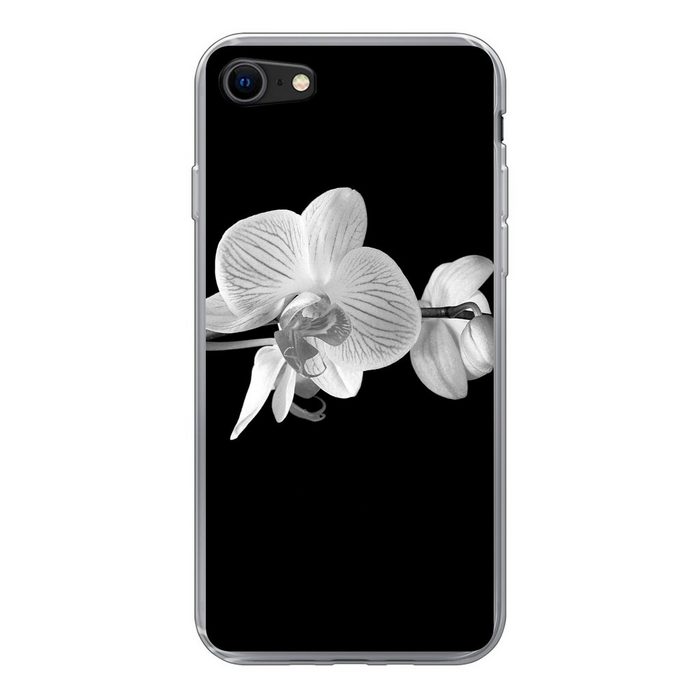 MuchoWow Handyhülle Orchidee - Blumen - Schwarz - Rosa - Knöpfe Handyhülle Apple iPhone 8 Smartphone-Bumper Print Handy Schutzhülle