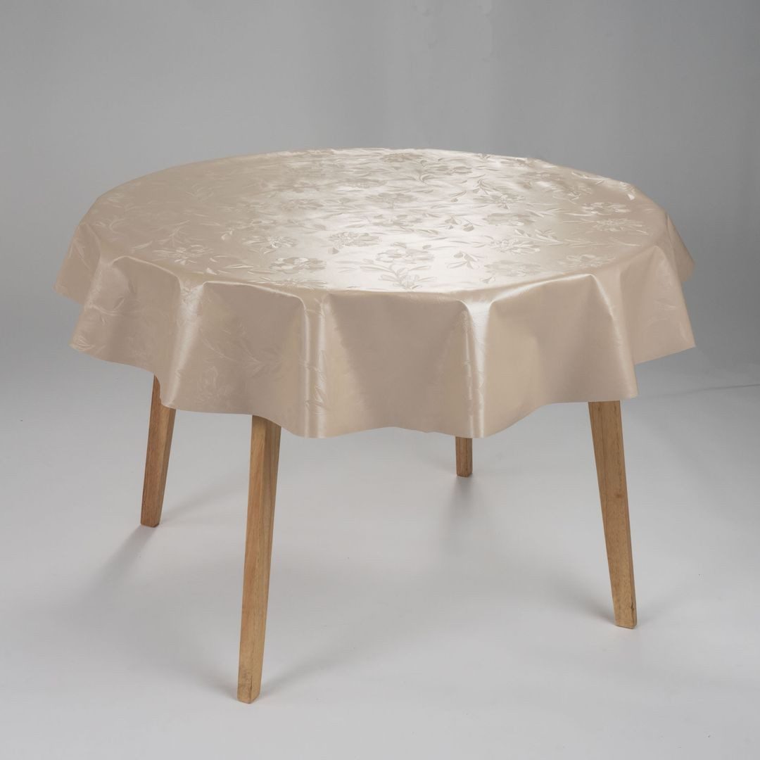 laro Tischdecke runde 140 cm Wachstuchtischdecke Garten Dahlia Geprägt Beig günstig online kaufen