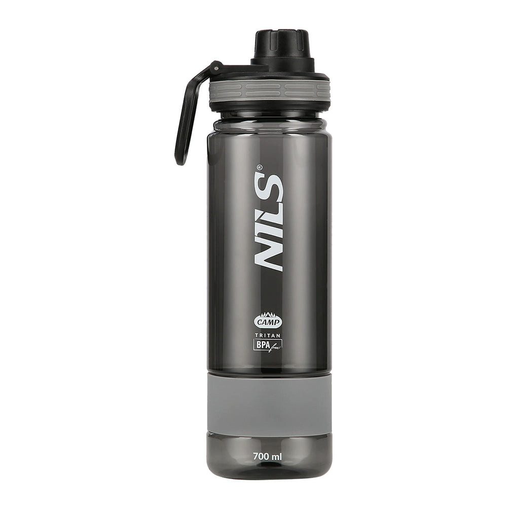 NILS CAMP Trinkflasche Tritan Sportflasche Wasserflasche, BPA-frei, Griff, Gummieinsatz, spülmaschinengeeignet