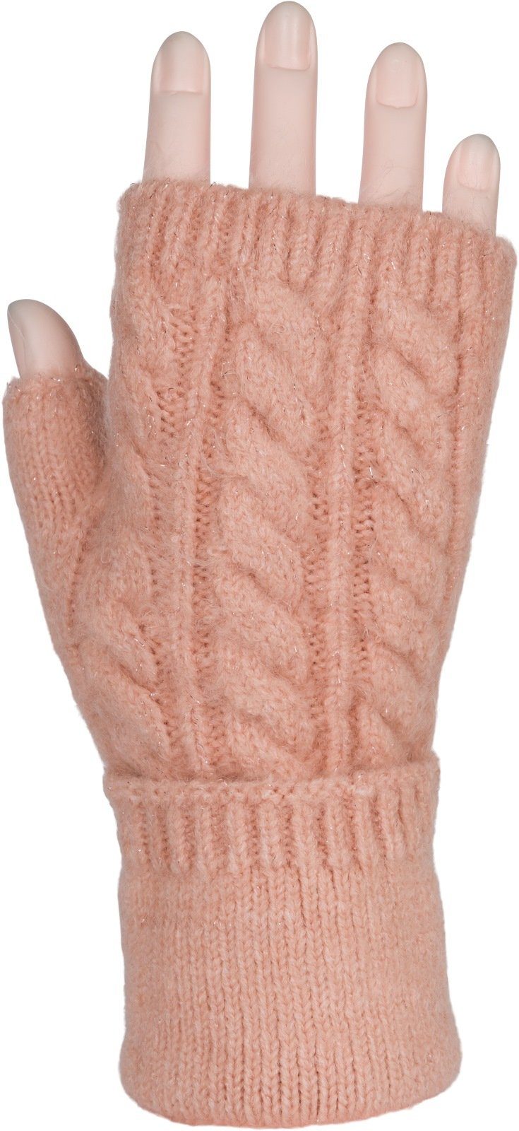 Altrose Fingerlose styleBREAKER Strickhandschuhe Zopfmuster Strickhandschuhe