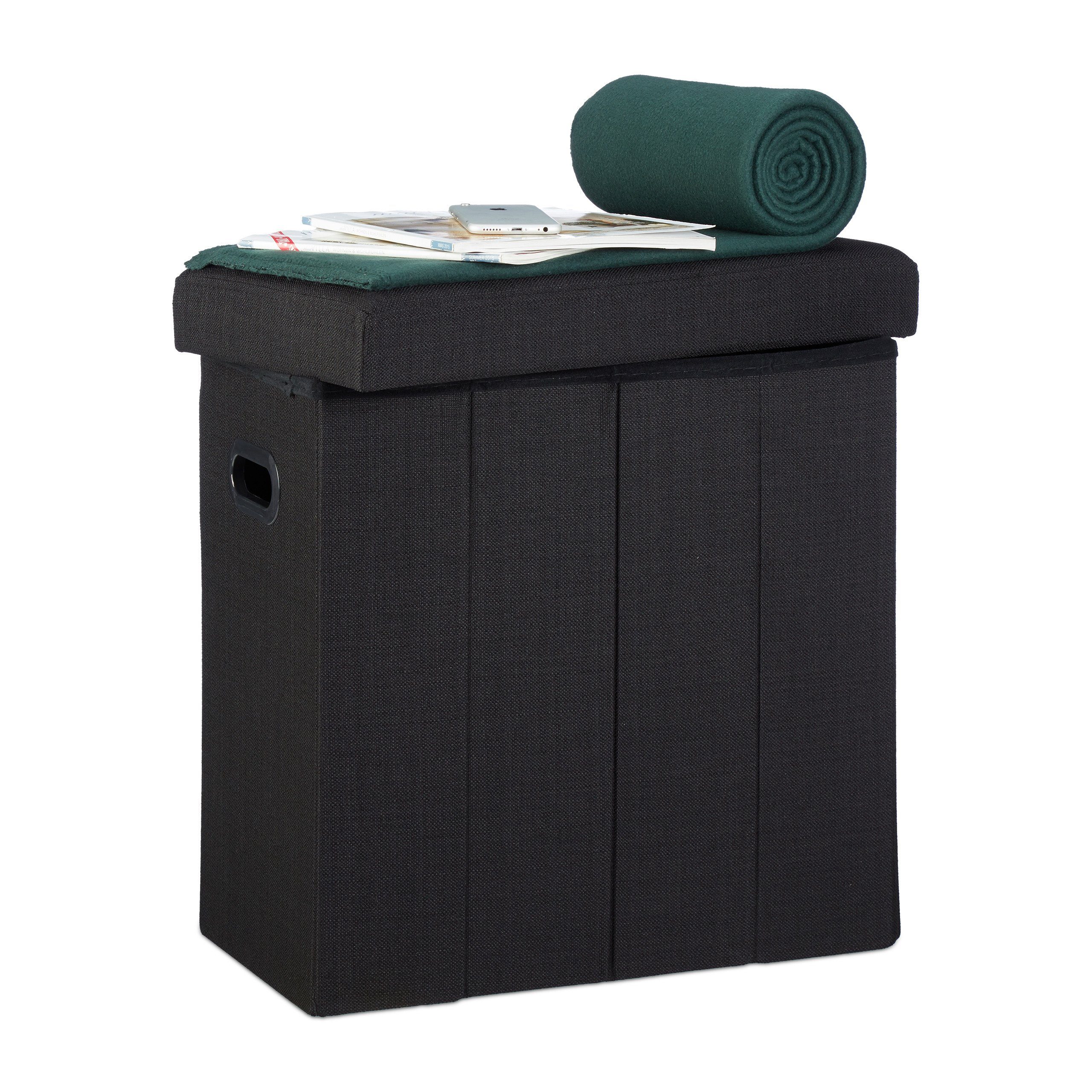 relaxdays Sitzhocker Faltbarer Sitzhocker, Schwarz günstig online kaufen